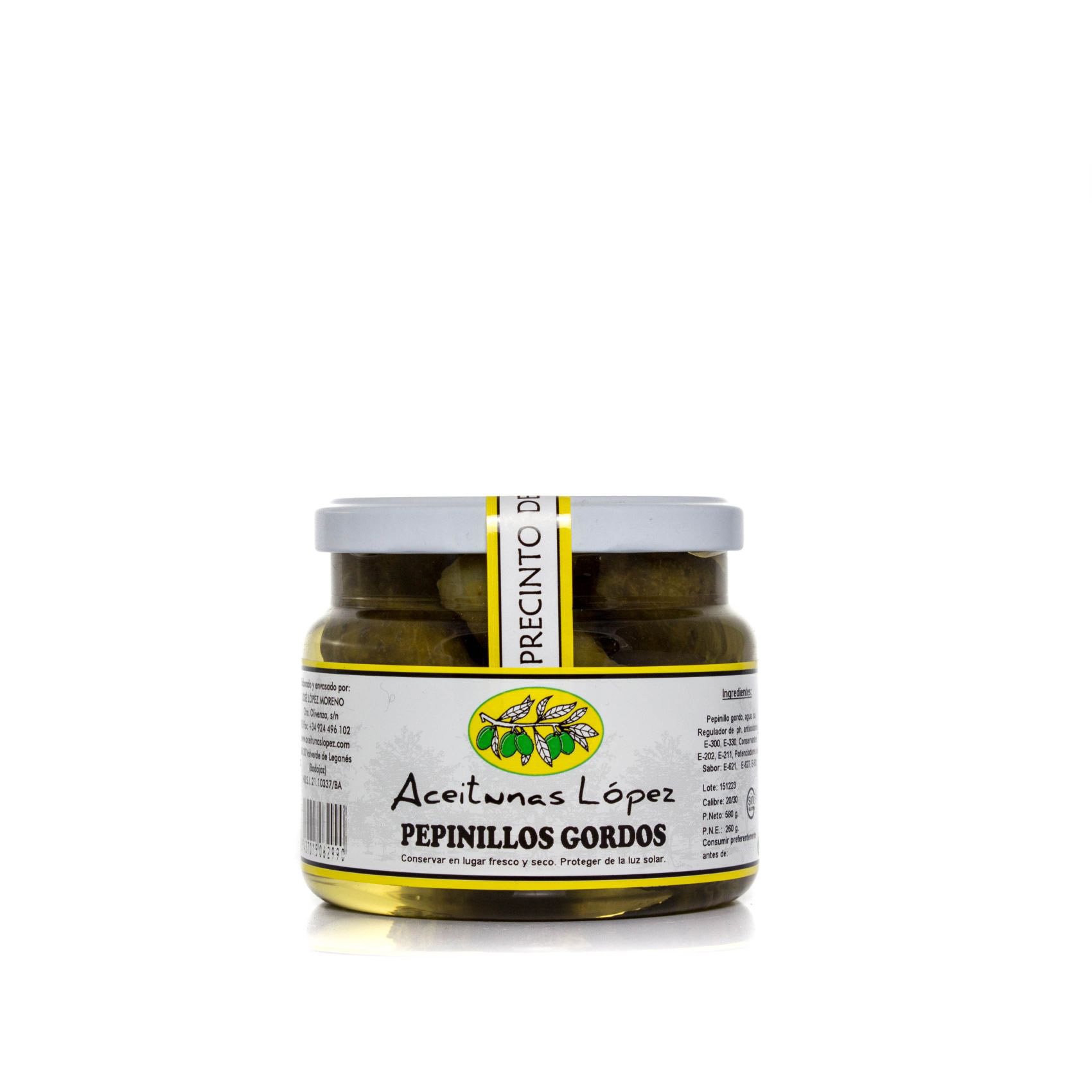 Pepinillos Gordos Sabor Anchoa - Envase PET 550 g. Peso Neto