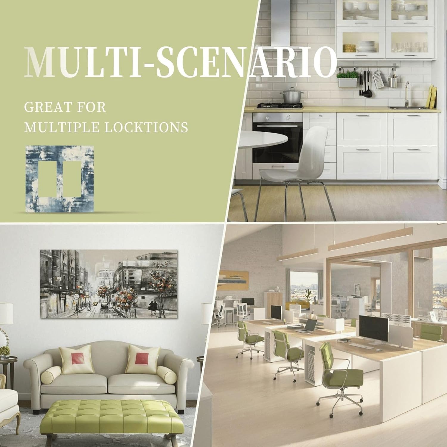 Decorative Outlet Covers Abstract Blue White Paint Pattern 2 Gang Double Rocker Light Switch Cover Plate Electrical Switch Plate Cover Decorate GFCI Wall Plate for living Room Home Decor