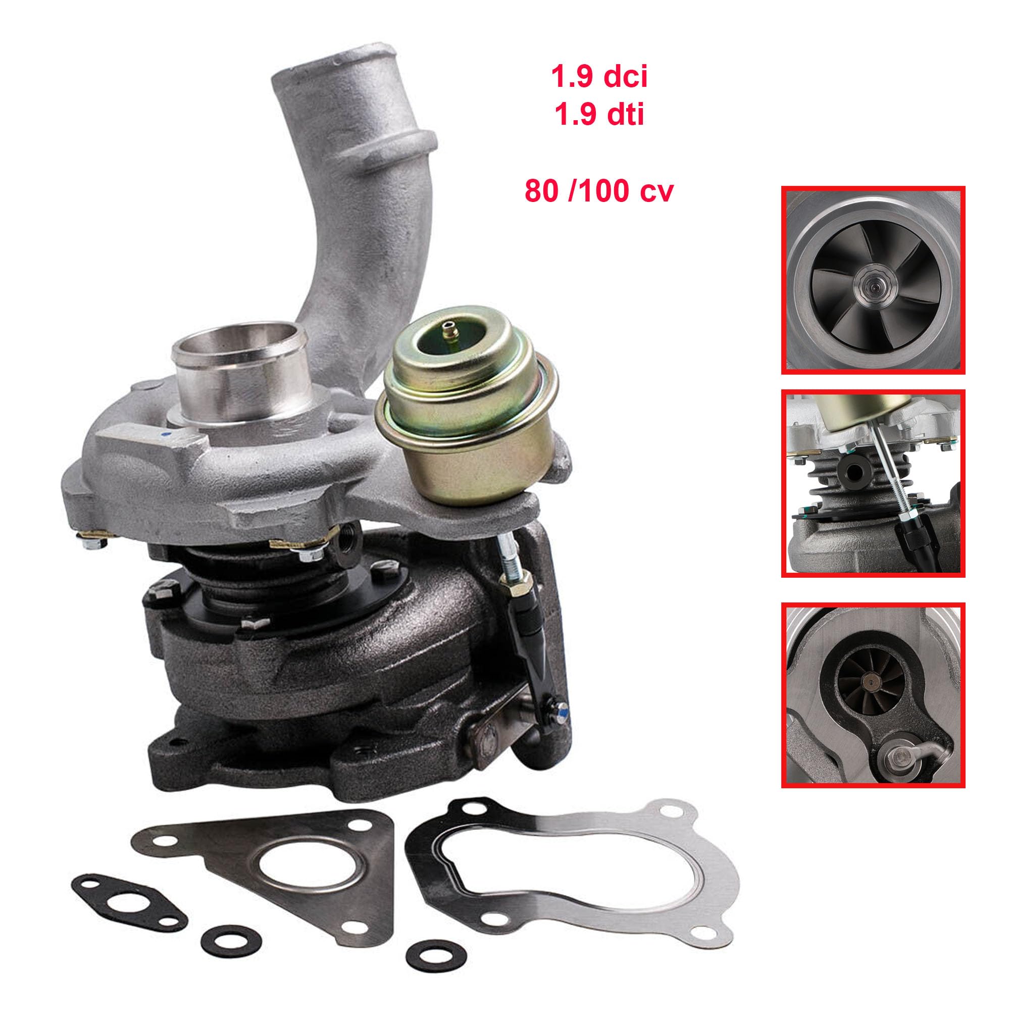 Partsline Turbo avec Joints pour moteur 1.9 dCi DI DTI – Clio Laguna Trafic Vivaro Carisma – 8200084399 93160135 7701472228