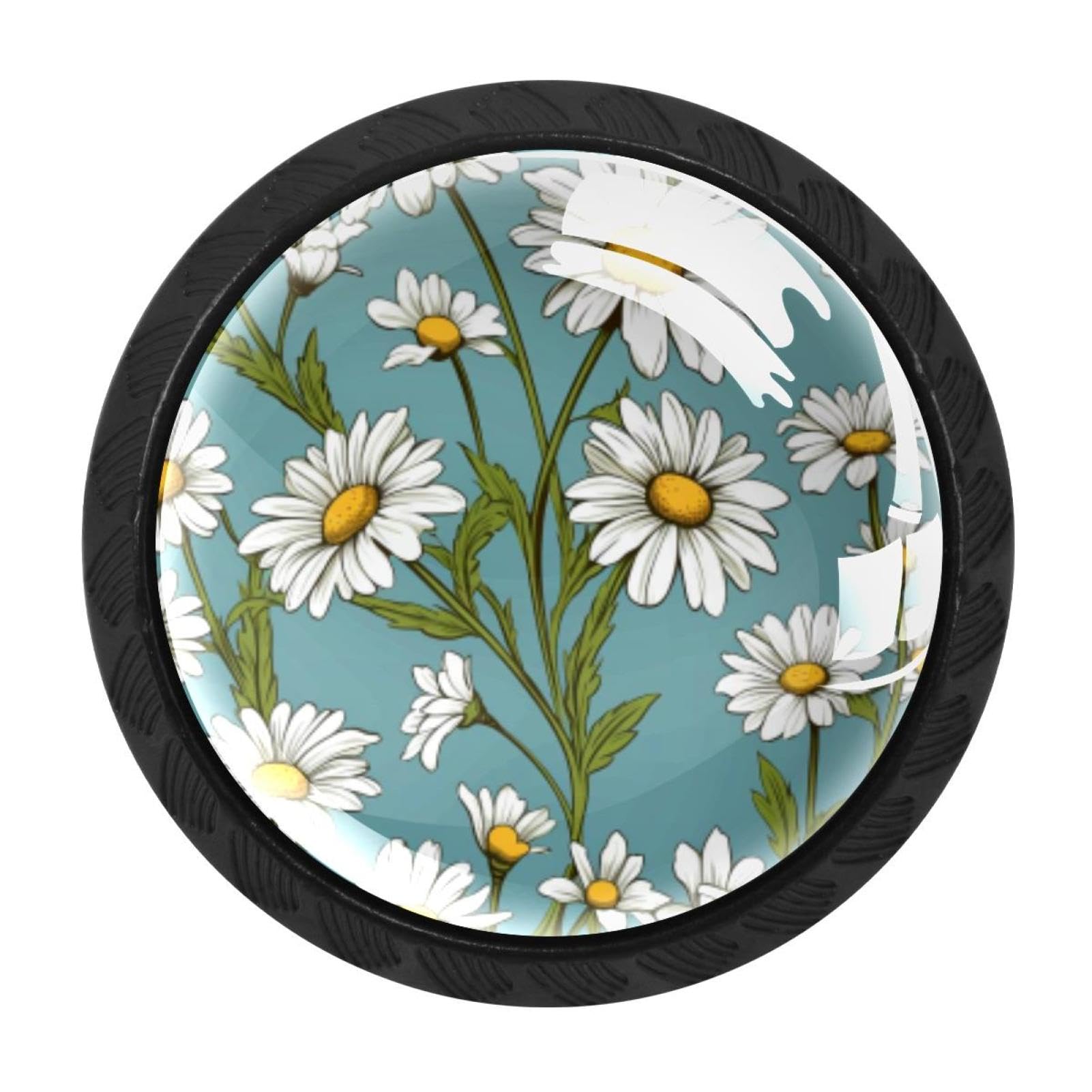 CHENZZZZ Daisy Cabinet Knobs 4 Pieces Drawer Kitchen Cabinets Dresser Cupboard Wardrobe Unique Pulls Handles