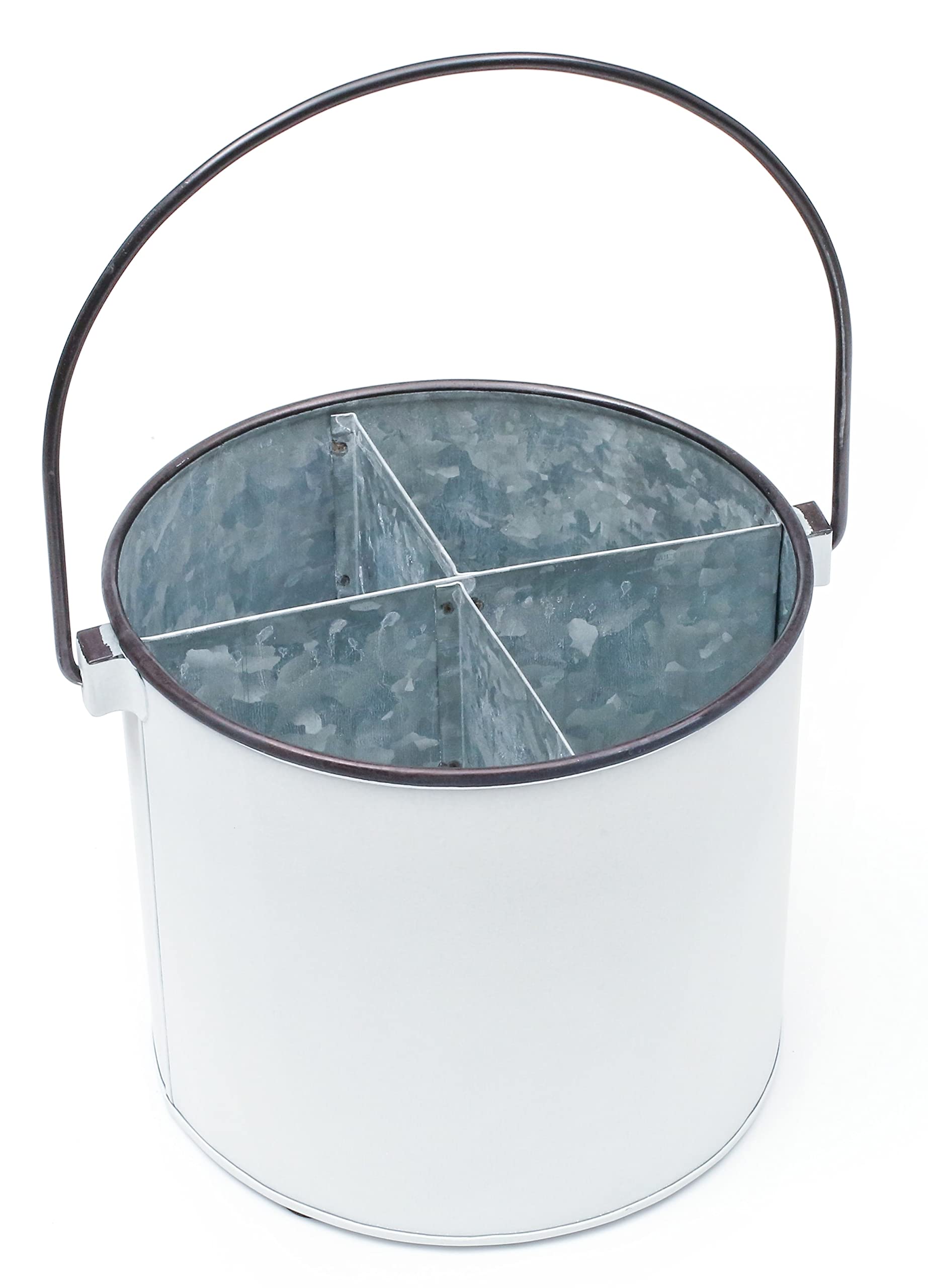 Condition photo showing New/Like New for Galvanized Bucket,Galvanized Utensil Holder,Utensil Caddy,Silverware Caddy,Metal Caddy,Outdoor Utensil Caddy,Tin Utensil Holder,Utensil Caddy for Parties,Picnic Caddy,Farmhouse Utensil -White