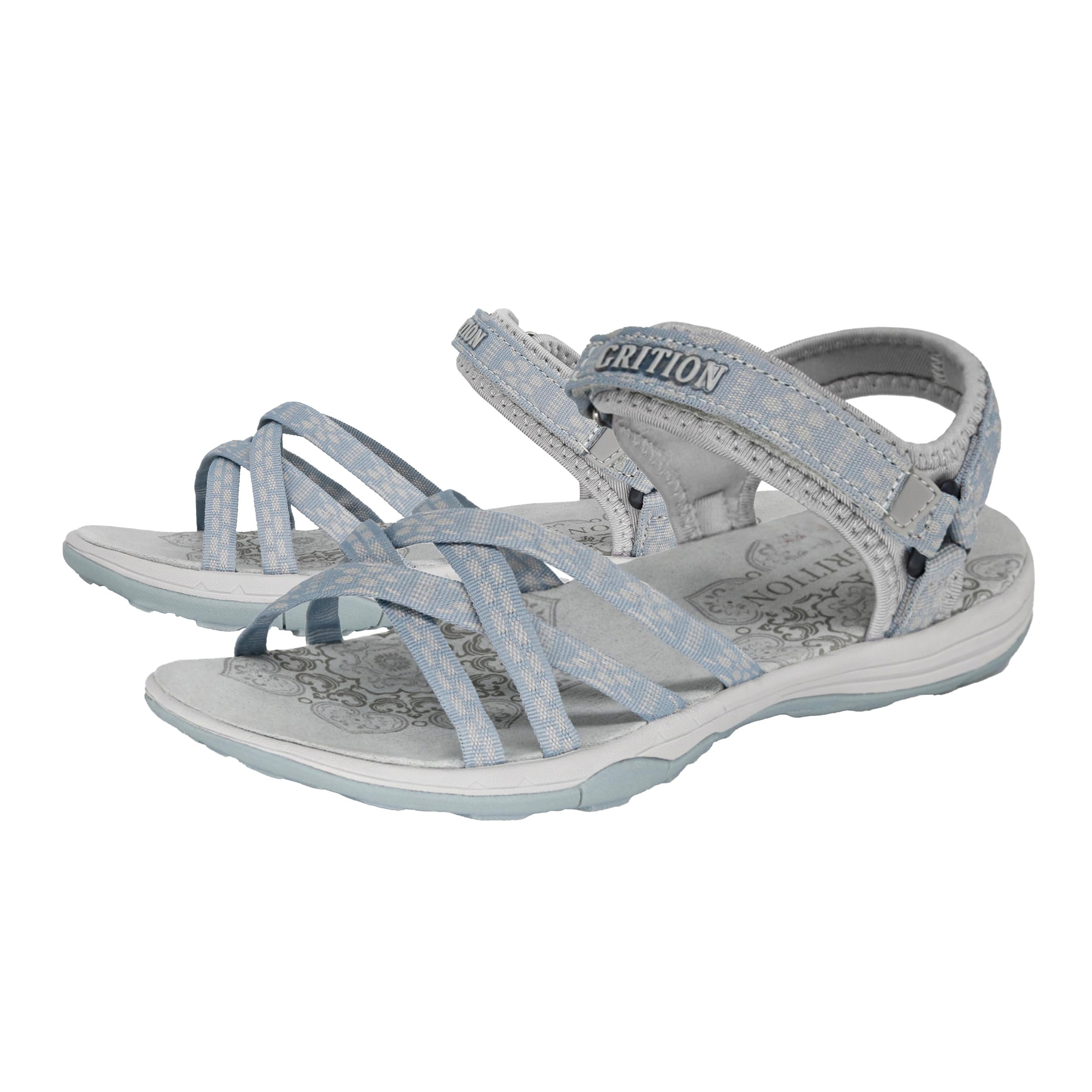 GRITION Sandalias Deportivas para Mujer, Sandalias de Verano para Senderismo Al Aire Libre para Señoras, Zapatos Planos Ajustables con Punta Abierta y Atados Cruzados