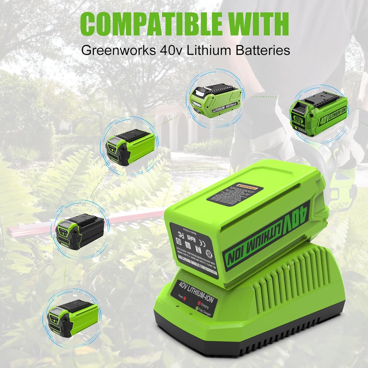 40V Charger Replacement for Greenworks 40V Battery Charger, Compatible with Greenworks G-MAX 40 Volt Lithium Ion Battery 29462 29472 29482 - Image 4