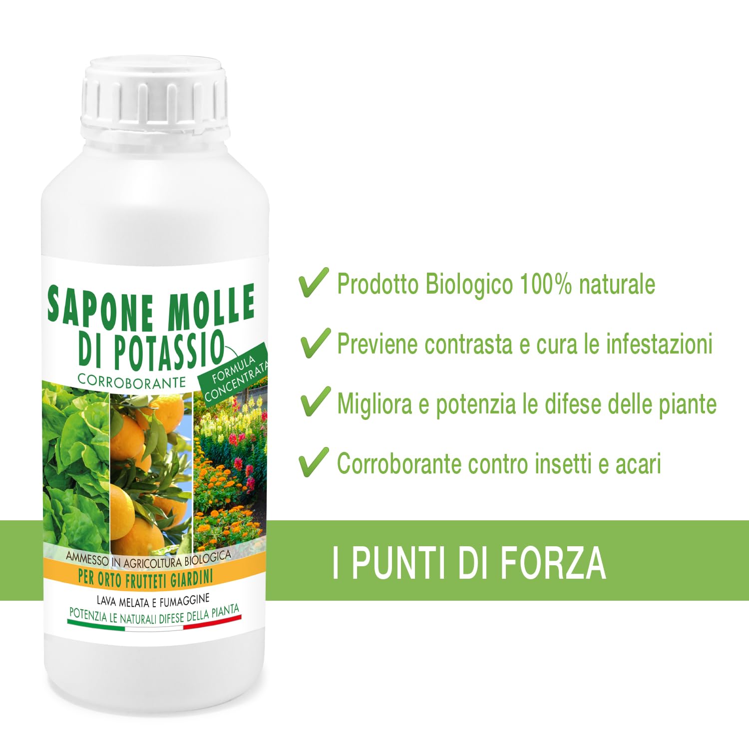 Sapone Molle di Potassio 1L + Olio di Neem 1L 100% Concentrato Puro Vegetale