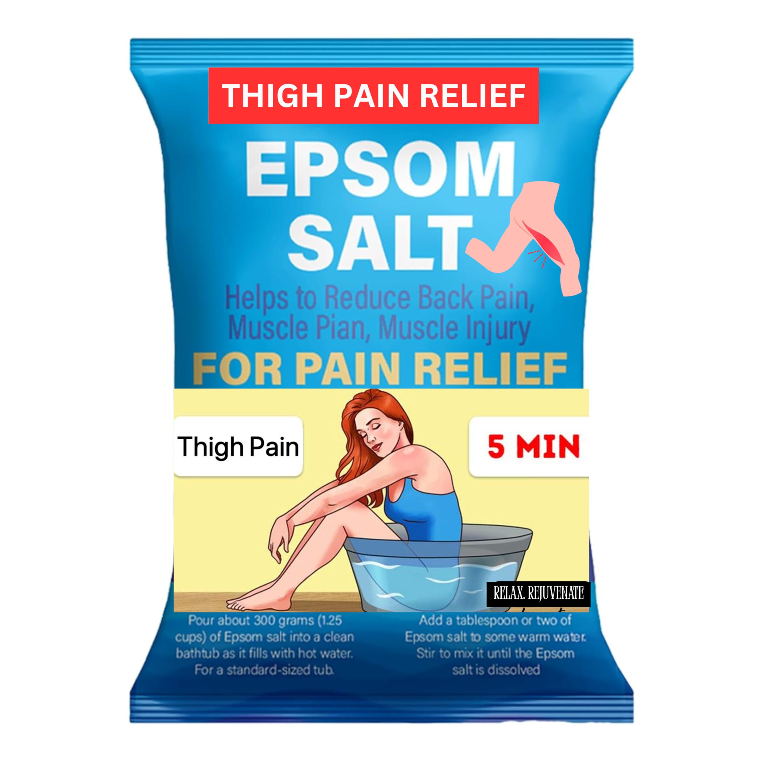 Fast-Acting Epsom Salt for Thigh Pain Relief and Relaxation | 1Kg Luxury Bath Salt-picture-33
