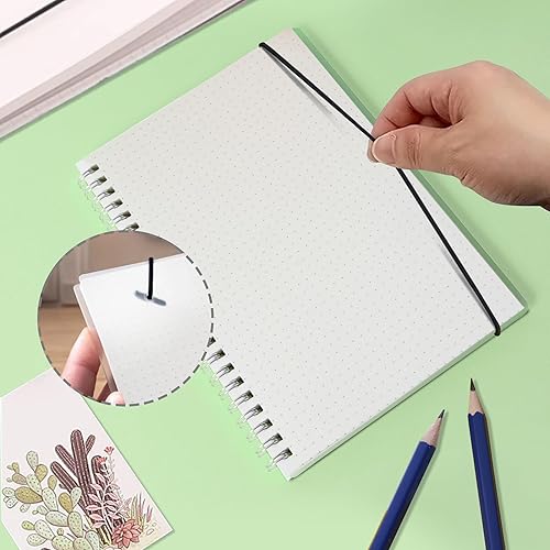 Miniatura 6 de Smilo Paquete de 3 cuadernos en espiral con puntos y bala, tamaño A5, de 5.7 x 8.3 pulgadas, 80 hojas (160 páginas), papel grueso de 3.53 ozm, tapa