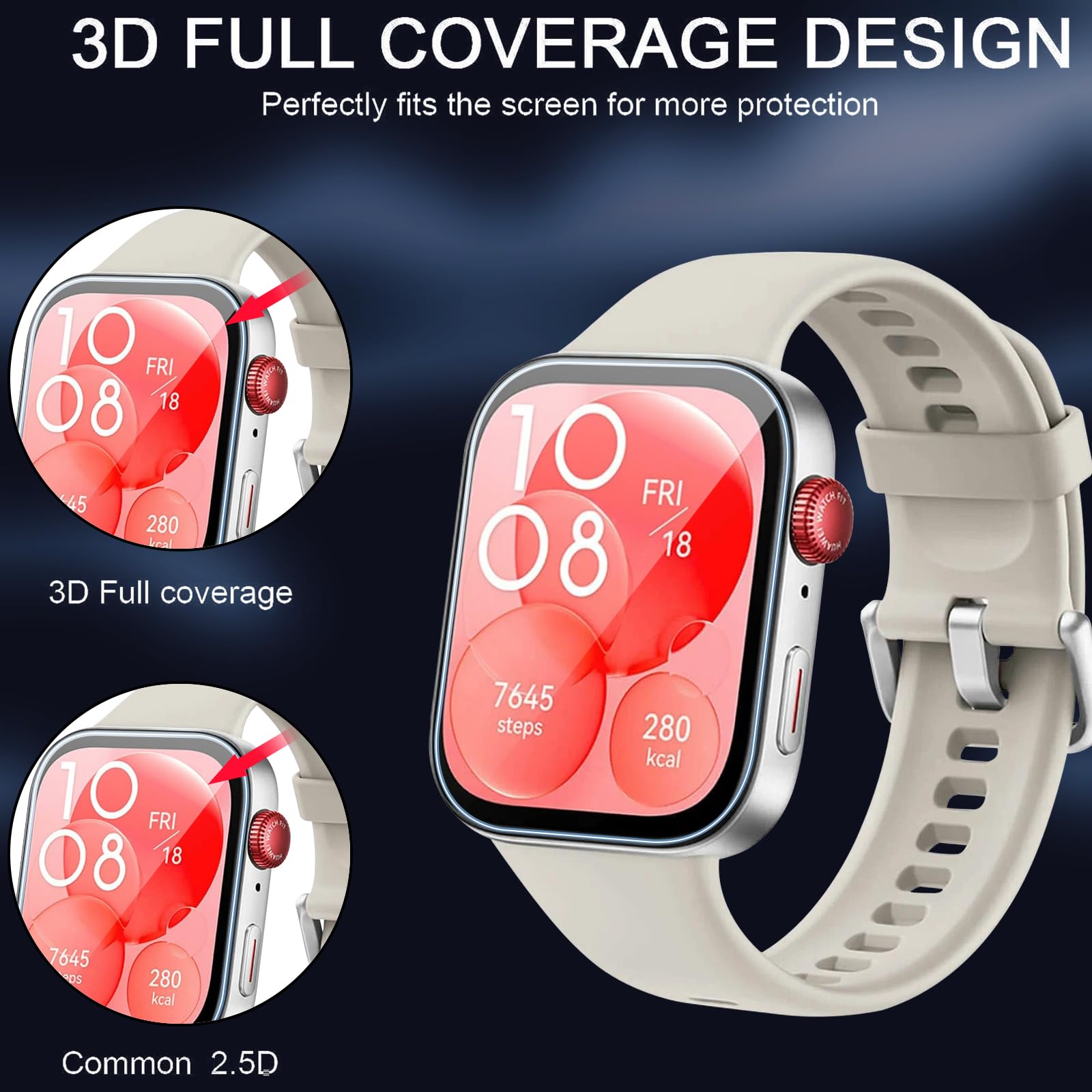 Protector de Pantalla para Huawei Watch Fit 3, Película de TPU Suave HD Transparente, 4 Pack