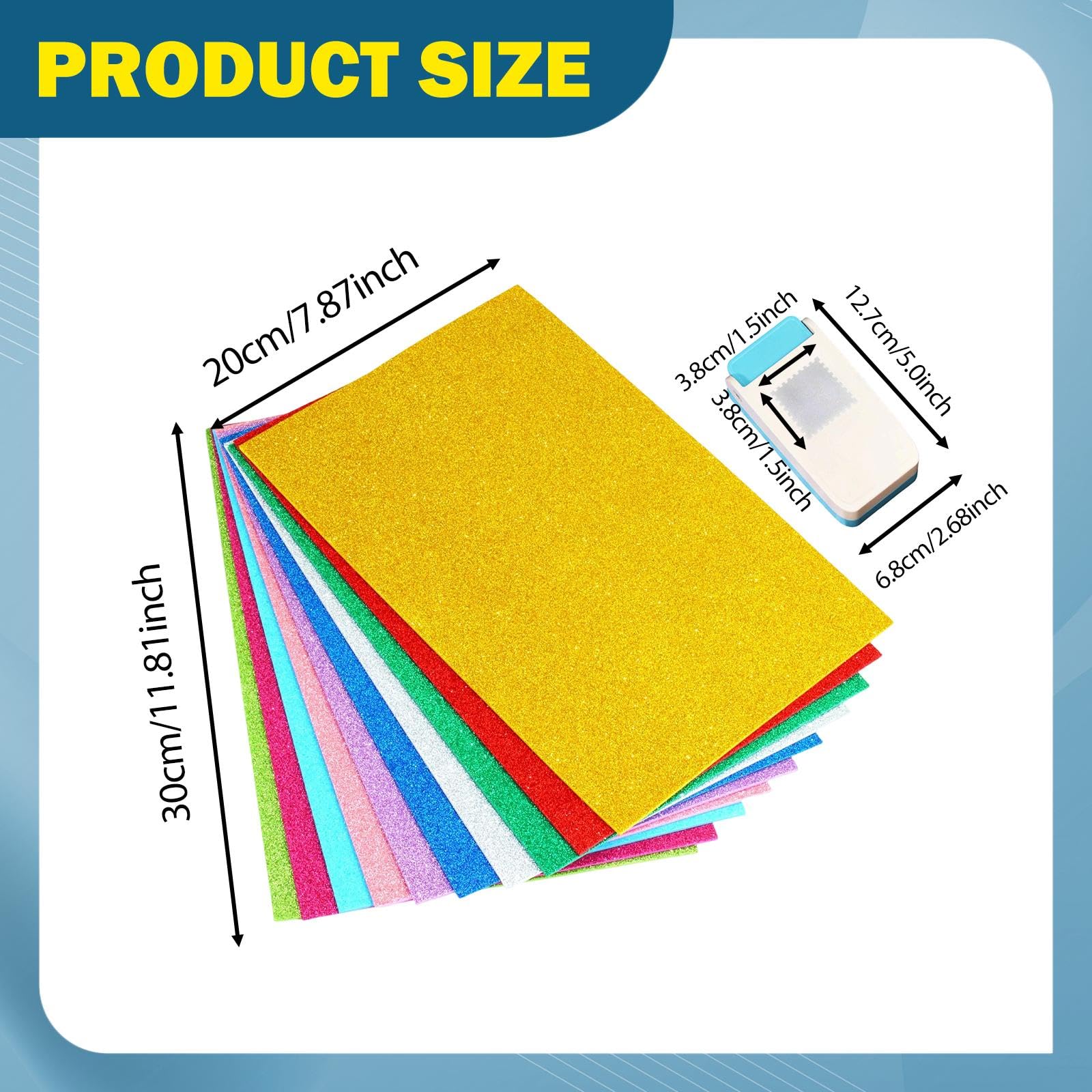 Troqueladora cuadrada para cartulina, herramienta de borde con forma de troquel, adecuada para manualidades, álbumes creativos personalizados, 10 papeles con purpurina