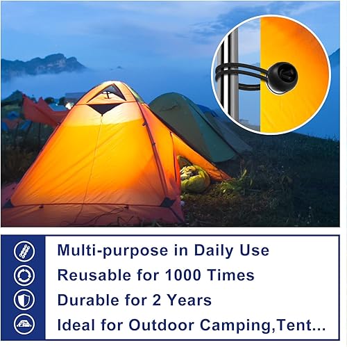 Miniatura 4 de Cuerdas elásticas con bolas de 12 pulgadas, 50 unidades, cuerdas resistentes para camping, refugio, carga, cables de sujeción, postes de tienda de