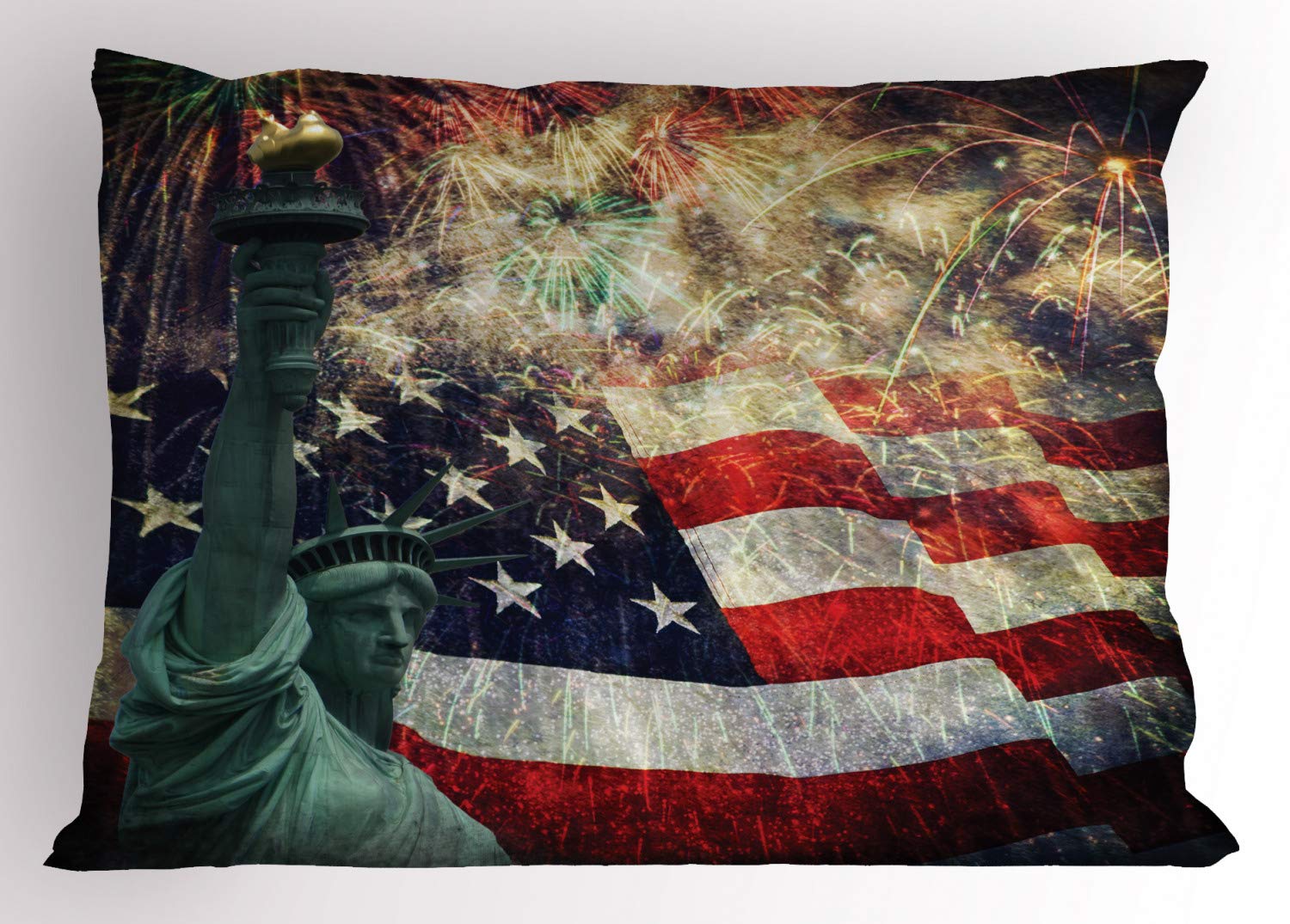 ABAKUHAUS Copripiumino con bandiera americana, fuochi d'artificio 4
