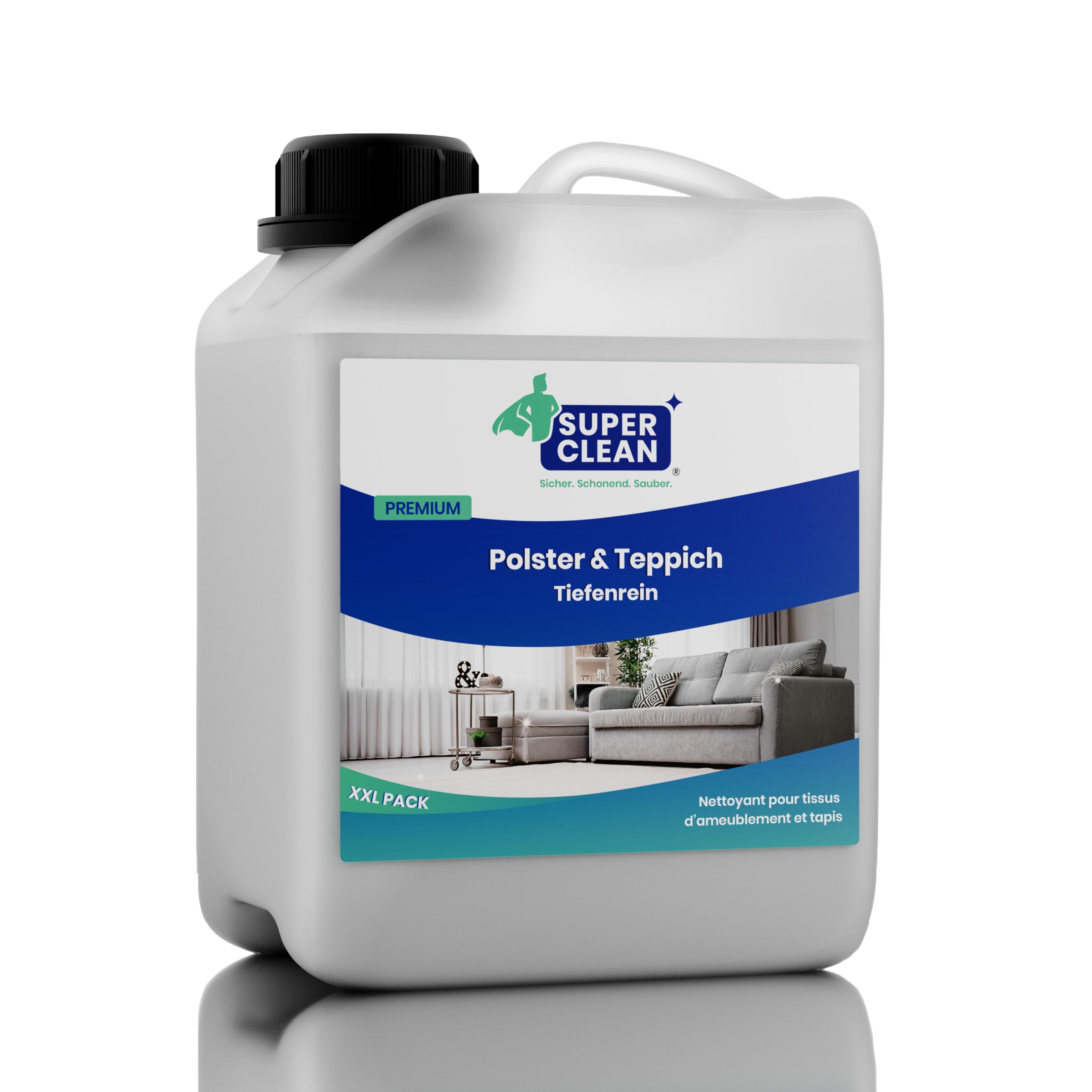 SUPER CLEAN Polster- & Teppichreiniger, 10 l | Ergiebiges Konzentrat gegen Flecken und Gerüche für Sofa, Teppich und Autositze