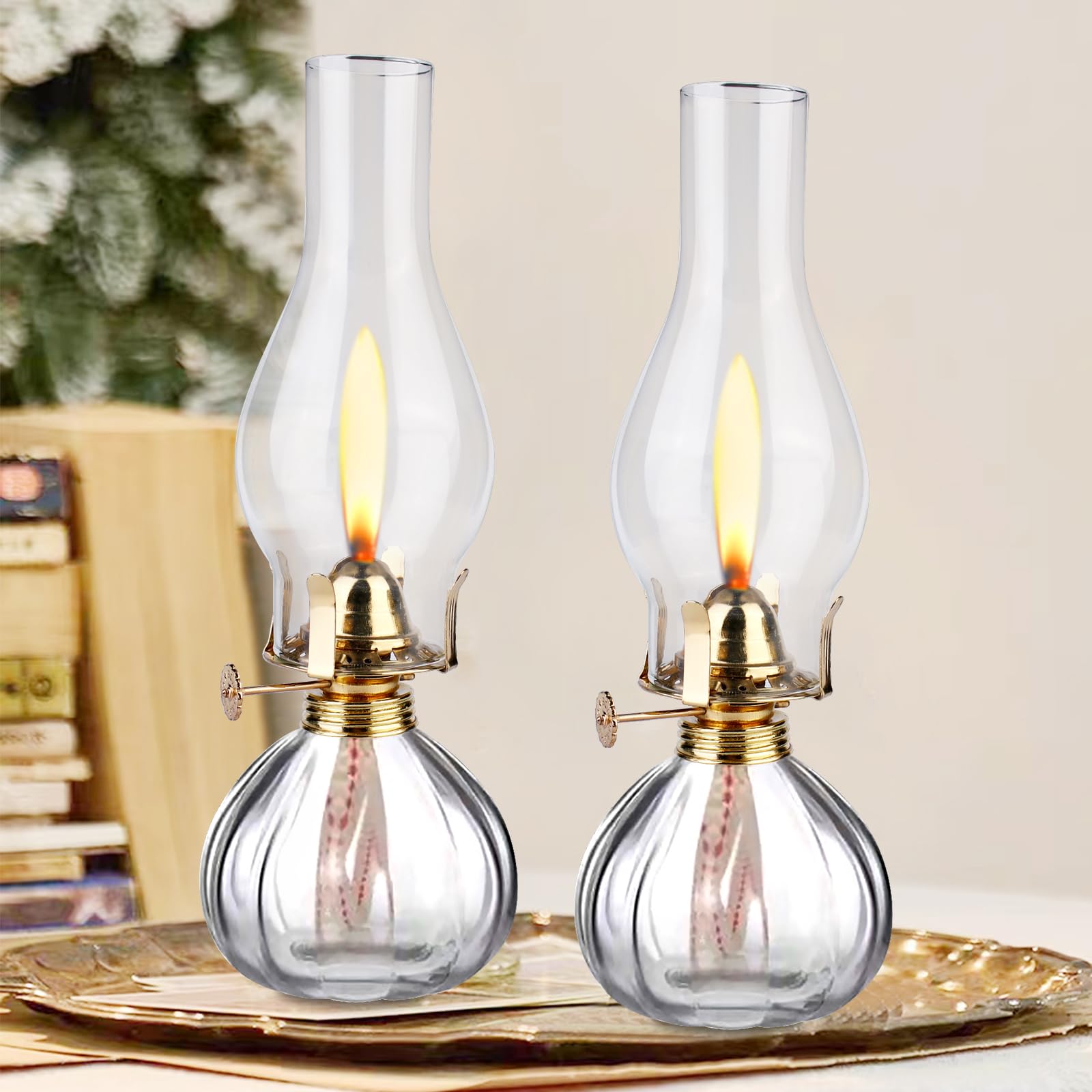 Lampada a cherosene in vetro per interni, 2 pezzi di lampade a olio di vetro, lampada a olio di cherosene vintage, lampade classiche a cherosene con fiamma regolabile, lampada