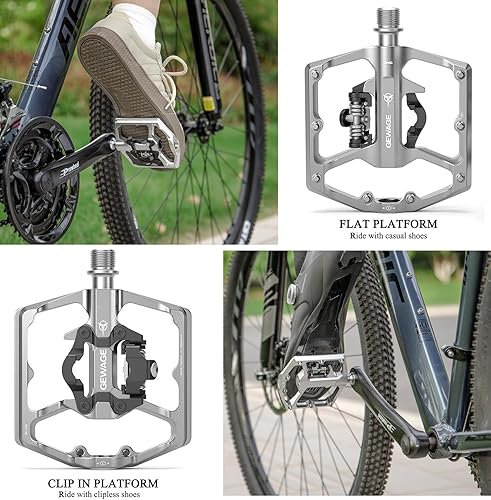 Miniatura 4 de Pedales de bicicleta de montaña - Pedales planos de bicicleta de doble función y pedales sin clip - Pedales de plataforma de 916 pulgadas
