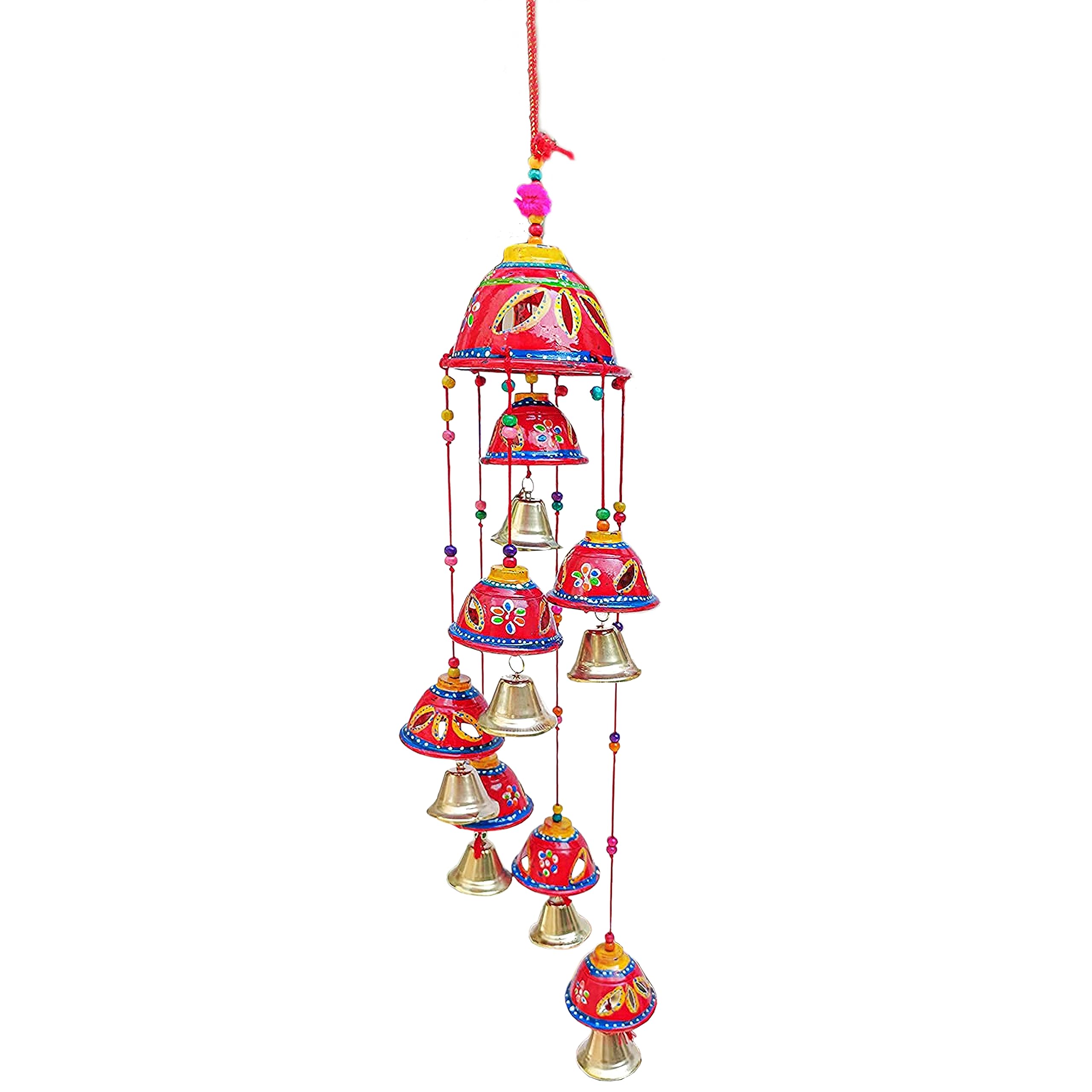 THEBRANDLO Wind chimes for home positive energy Rajasthani Painting Design 7 Bells Decorative Windchime Wall Hanging Feng Shui Wall Decor PositiveVibe Rustic Wall Art-image-14