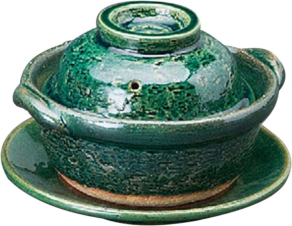 Yamasita Craft 11433320 Oribe No. 4.5 Pot, With Saucer, 5.9 x 5.3 x 3.7 inches (15 x 13.5 x 9.5 cm)