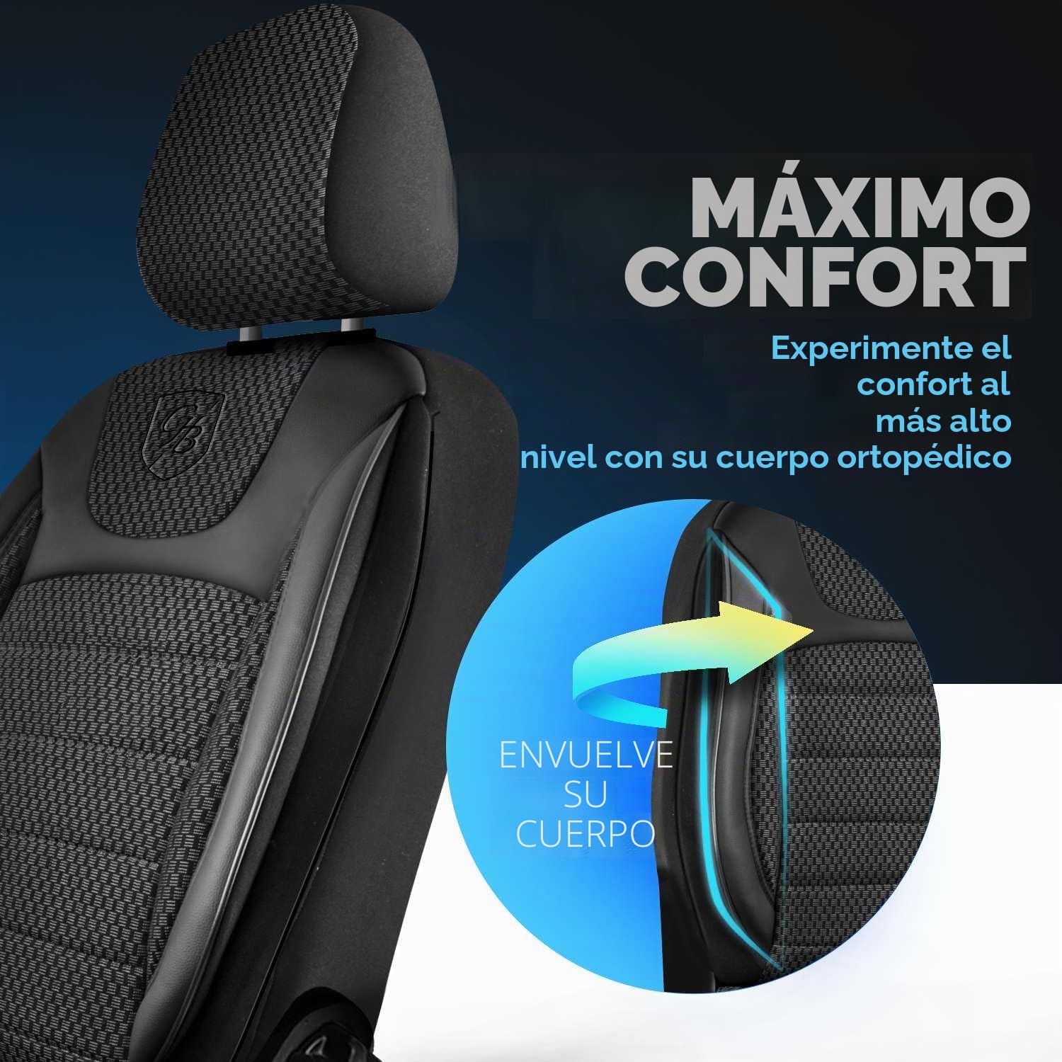 Fundas de asiento de coche universales para coches y SUV – Premium asientos delanteros de coche de tejido negro, compatible con airbag, funda para asiento delantero, incluye kit de