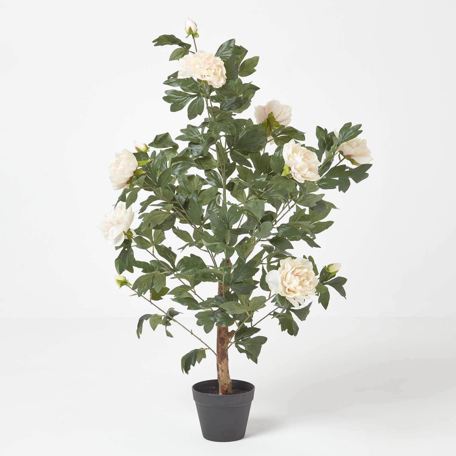 Homescapes Artificial Peach Handcrafted Peony Tree In Black Pot100 Cm from B&Q