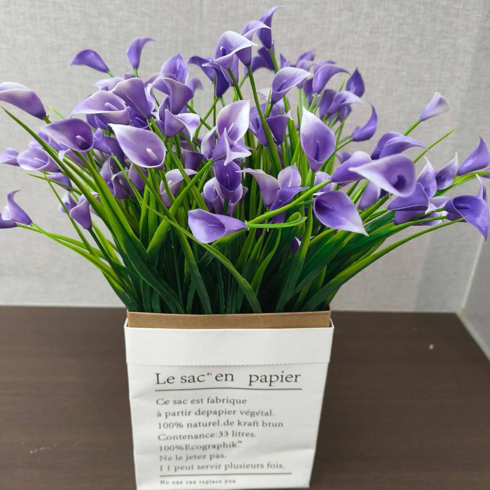 Purple Calla Lily Artificial Flowers for Outdoors, Fake Plants UV Resistant Faux Plastic Fake Flowers for Office Window Box Table Home Decorations