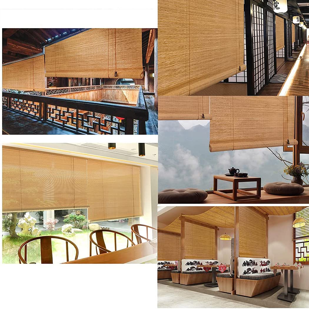 Store Enrouleur en Bambou Taux de Shading 65% Stores À Rouleaux Romains Rideau filtrant la lumière Stores Venitien Volets Protection de la Vie privée (100 x 240 cm)