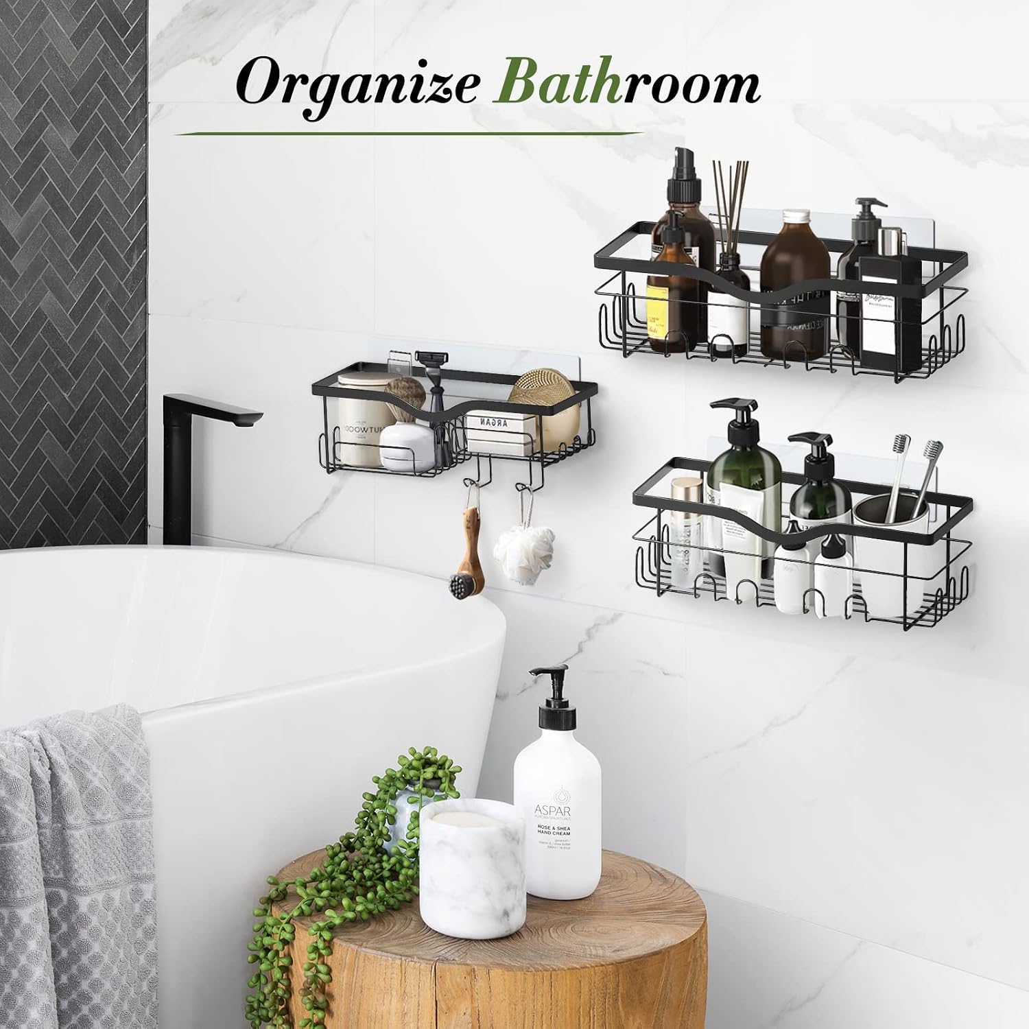 LiviNGPAi Shower Caddy Bathroom Organizer, Wall Mount Rustproof Stainless Steel Shower Shelves for Bathroom, Toilet, Kitchen and Dorm (3 Pack)