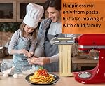 FavorKit Pasta Pièce jointe du fabricant 3 en 1 Set Compatible pour KitchenAid Mélangeurs Plus Accessoire à vis à bouton en moyeu avec rouleau de feuille de pâtes, cutter Spaghetti, machine à cutter Fettuccine et brosse de nettoyage