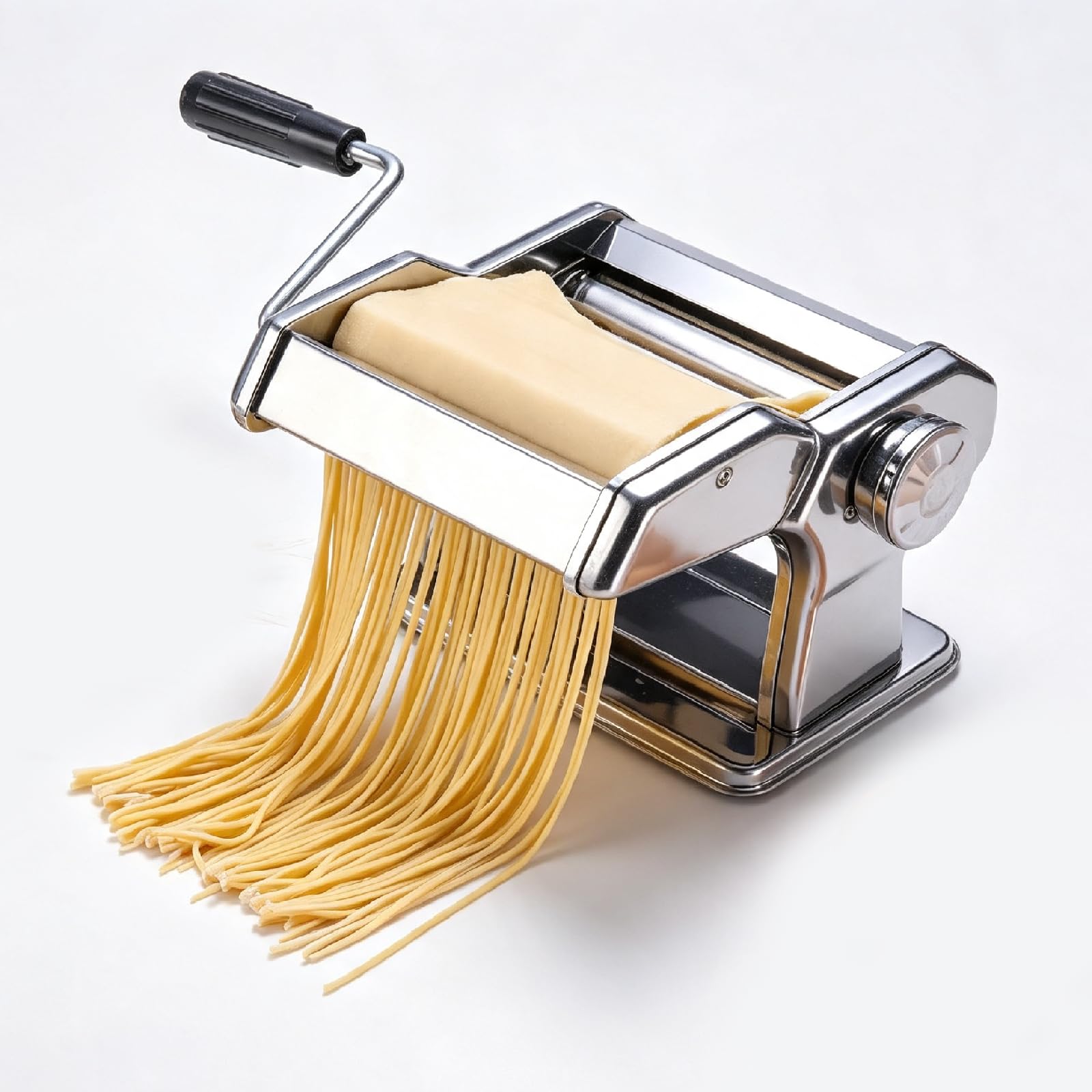 Máquina de pasta de acero inoxidable: máquina de pasta de acero de 150 mm con 9 grosores de masa y 2 anchos de corte, máquina manual de pasta para espaguetis, tallarines, lasaña, fettuccini