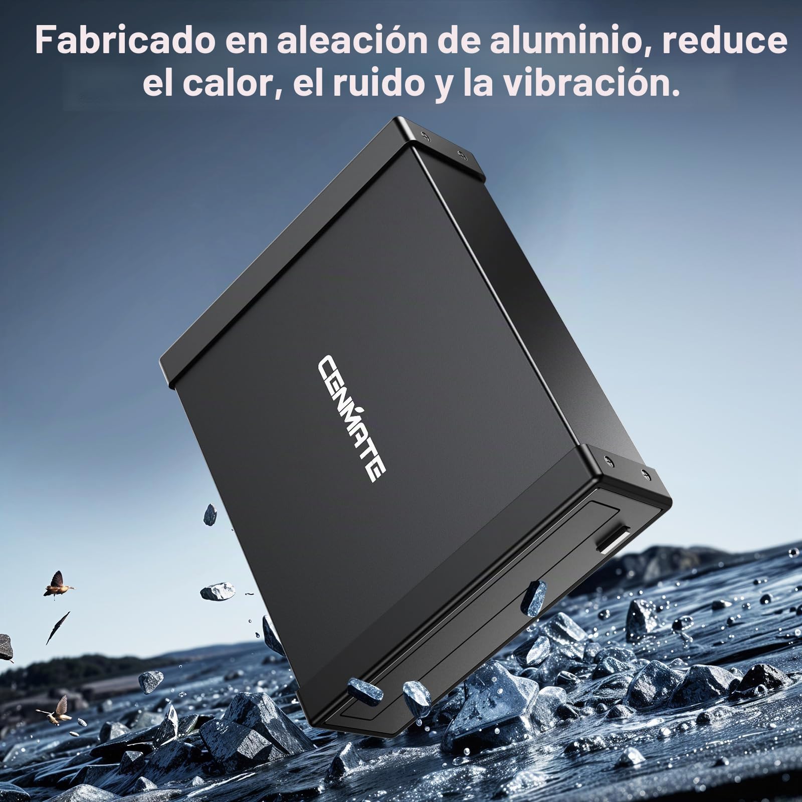 CENMATE Caja para Unidad óptica para Unidad BLU-Ray/CD/DVD SATA de 5,25 Pulgadas, 3* USB-Host, Caja Externa con Cable USB-A/C-3.0, Compatible con Intercambio en Caliente (Sin Unidad, no admite IDE)