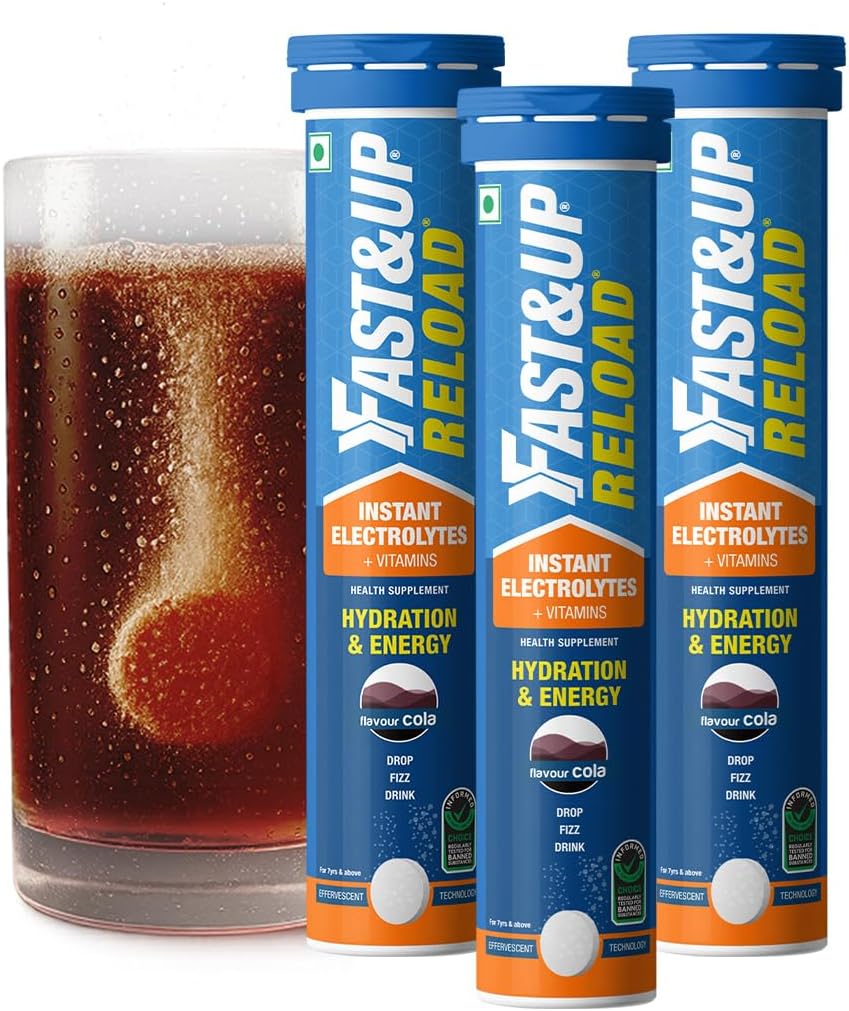 Reload (15 Litres) Low Sugar energy drink for Instant Hydration- 60 Effervescent Tablets with all 5 Essential Electrolytes + Added Vitamins - Certified Electrolytes Drink - Cola flavour