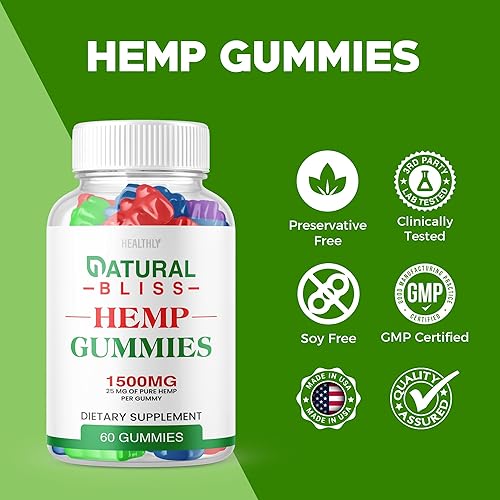 Miniatura 3 de Natural Bliss Gummies  Fórmula oficial  Natural Bliss - Gomitas de cáñamo de mezcla premium NaturalBliss gomitas de 25 mg de cáñamo por gomita, 1500