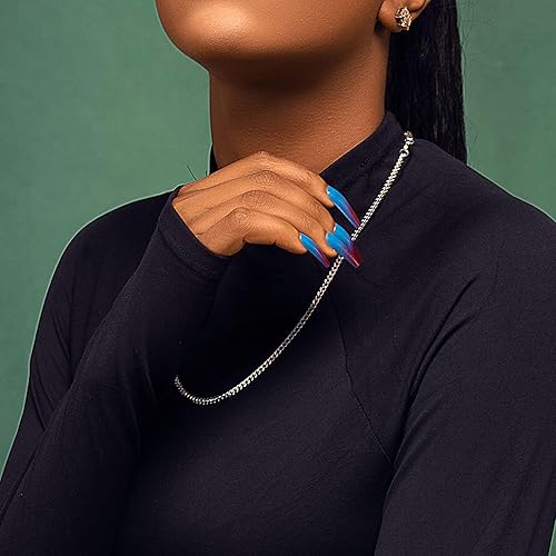 Miniatura 2 de 925 Sterling Silver Cuban Chain Lobster Clasp 3mm 4mm 5mm 18K GoldSilver Cuban Link Curb Chain Necklace for Women Men Diamond Cut 16-30 Inches