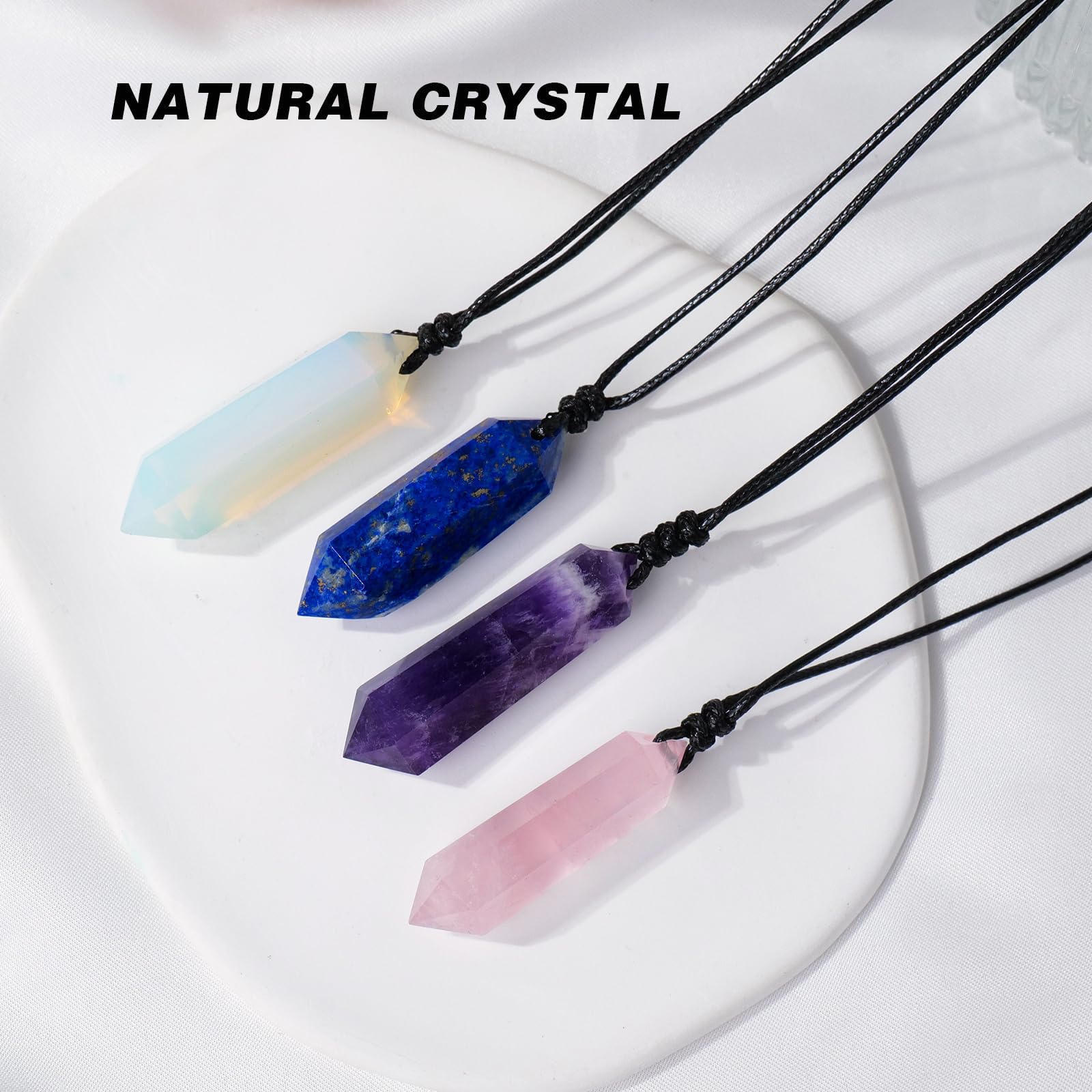 Cristallo naturale di Lapislazzuli a doppia punta, fatto a mano, intrecciato con cristalli di guarigione lucidati, pietra di energia Reiki, regalo per uomini e donne.