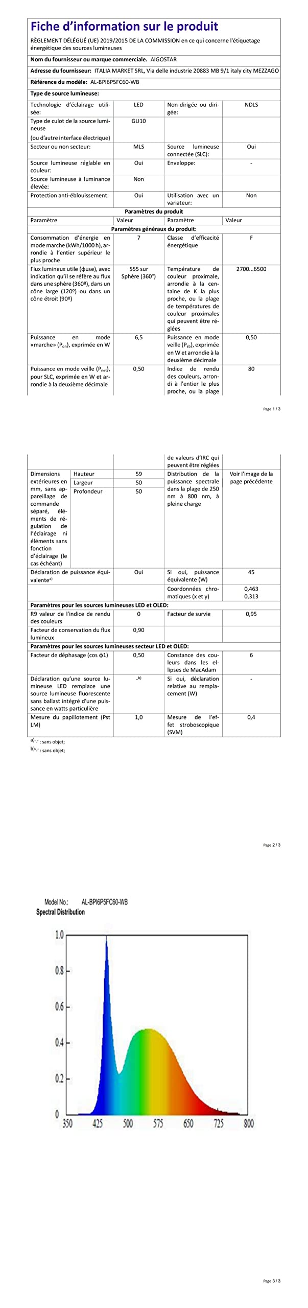 Aigostar Lampadine LED Alexa GU10 SL2 Lampadina WIFI Smart 6.5W 555LM , Dimmerabile RGB & 2700K-6500K , Controllo App , 26 Simulazioni di scena , compatibile con Alexa/Google Home , 6 Unità.