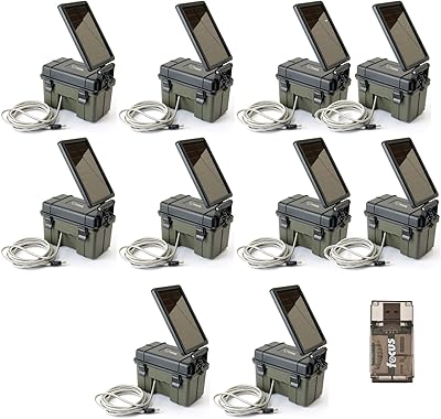 Hunting Made Easy (HME) Trail Camera 12V/Solar Auxiliary Power Pack (10-Pack) Bundle with High Speed Card Reader (11 Items)