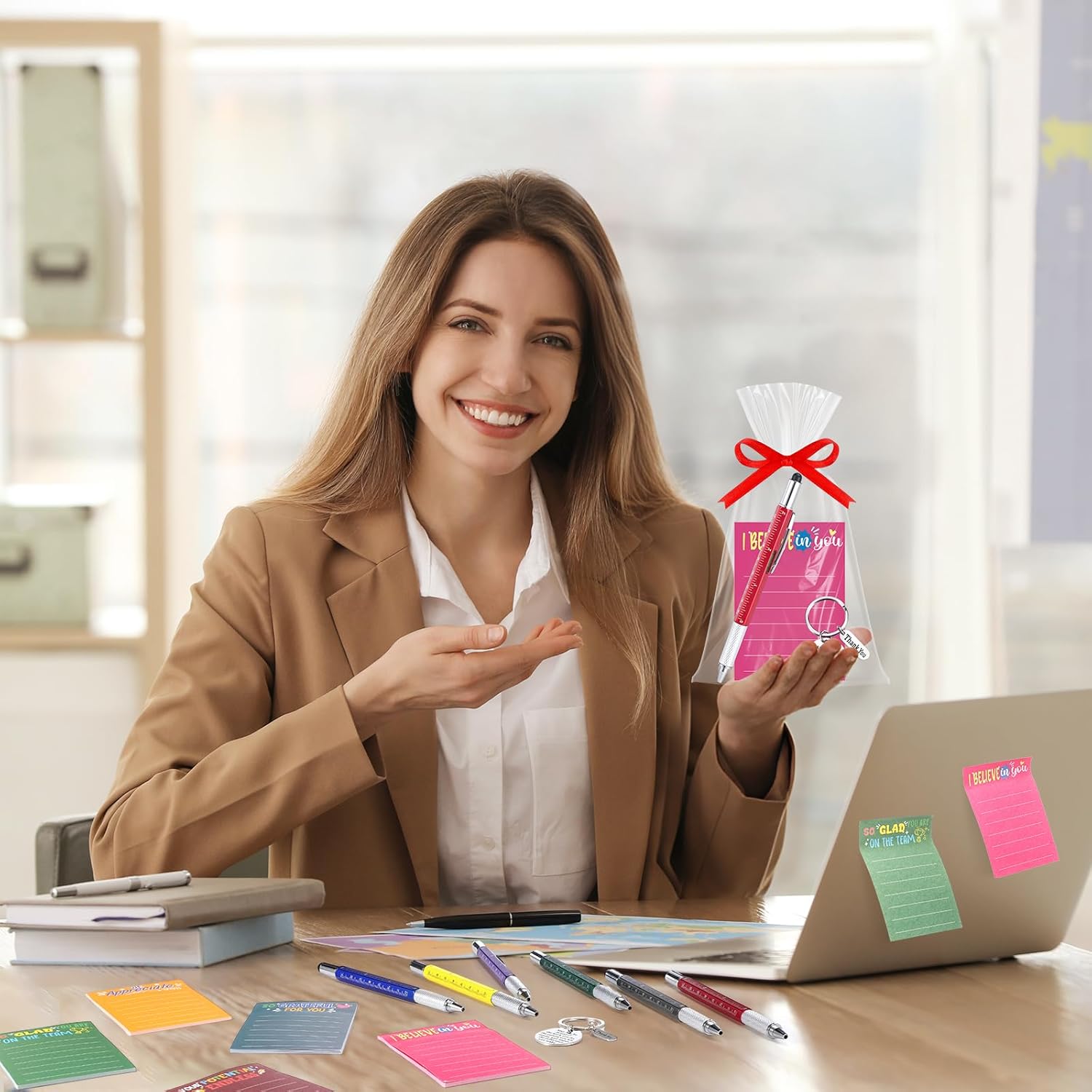 Pajean 36 Pcs/12 Sets Employee Appreciation Gifts for Men Include 6 in 1 Multitool Pens Inspirational Sticky Notes Thanks You Metal Keychains Bulk for Coworker Employee Team Group Staff Gifts - Image 7