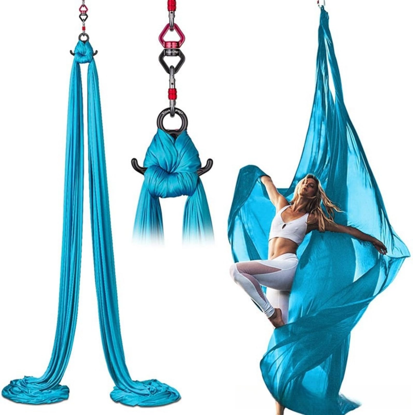 Yoga Vertikaltuch (8x2.8m) - Yogatuch Zum Aufhängen, Trapez Schaukel, Starke Tragfä higkeit, Sicherer SchutzYoga Schaukel Set, Akrobatik Tuch Aerial Yogatuch Seide F ür Erwachsene