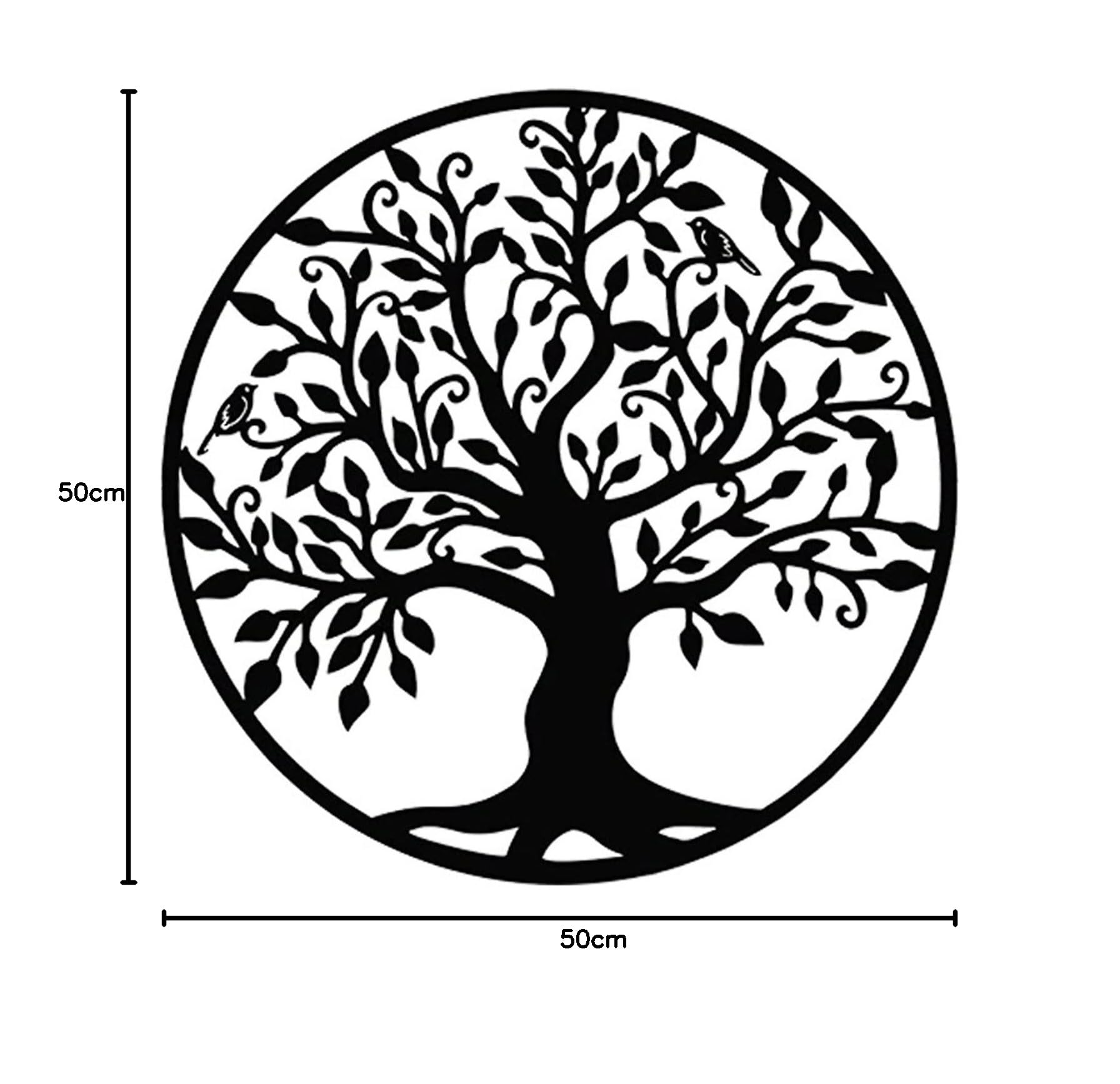 Árbol de la vida de metal para colgar en la pared, 50 cm, decoración de hierro para el hogar, sala de estar, decoración interior y exterior
