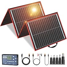 DOKIO 150W Portable Foldable Solar Panel Kit, Compact 21x20in Design 7.3lb with Standalone Controller and USB, Monocrystalline Charger for 12V Batteries, Power Stations, RV Camping Emergency Use