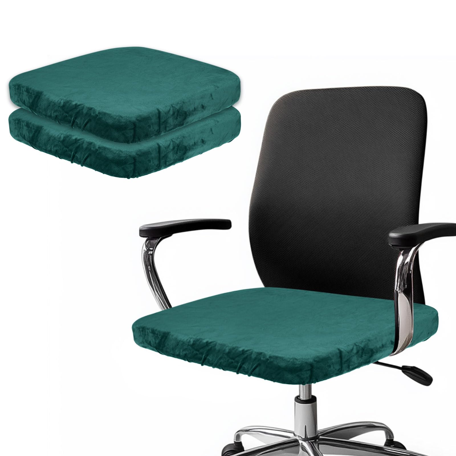 Housse de chaise de bureau extensible vert foncé lot de 2