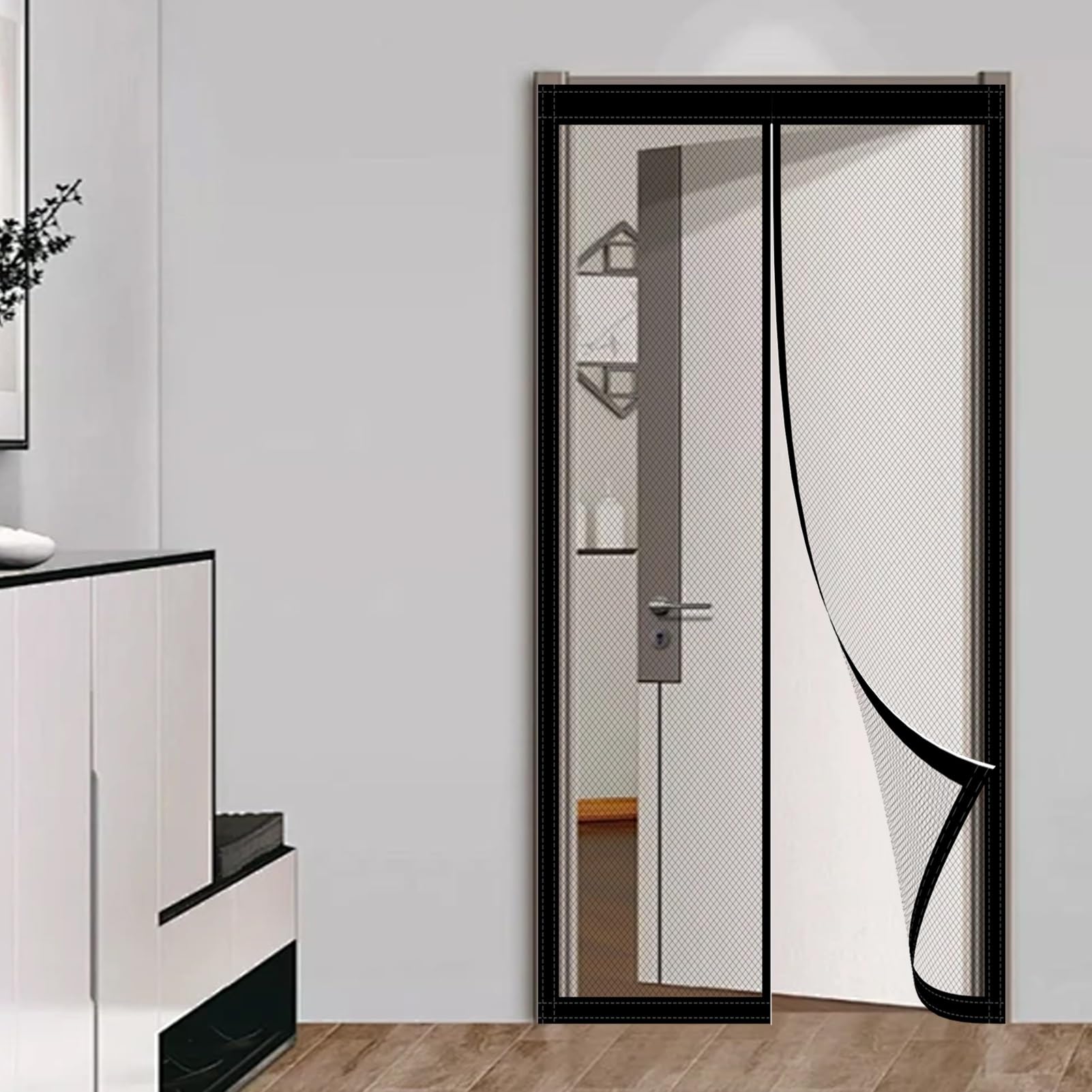 Mosquitera Magnética para Puerta 219 x 220 cm Mantiene El Aire Fresco en El Interior Cortina Mosquitera Magnética Fácil Instalación sin Taladrar para Puerta Exterior de Balcón/Patio, Negro