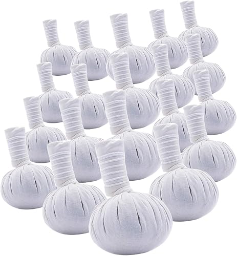 Paquete de 20 bolas de compresión de masaje a base de hierbas Thai Spa Warm Hot Therapy LUK Pra KOB 7.05 oz.