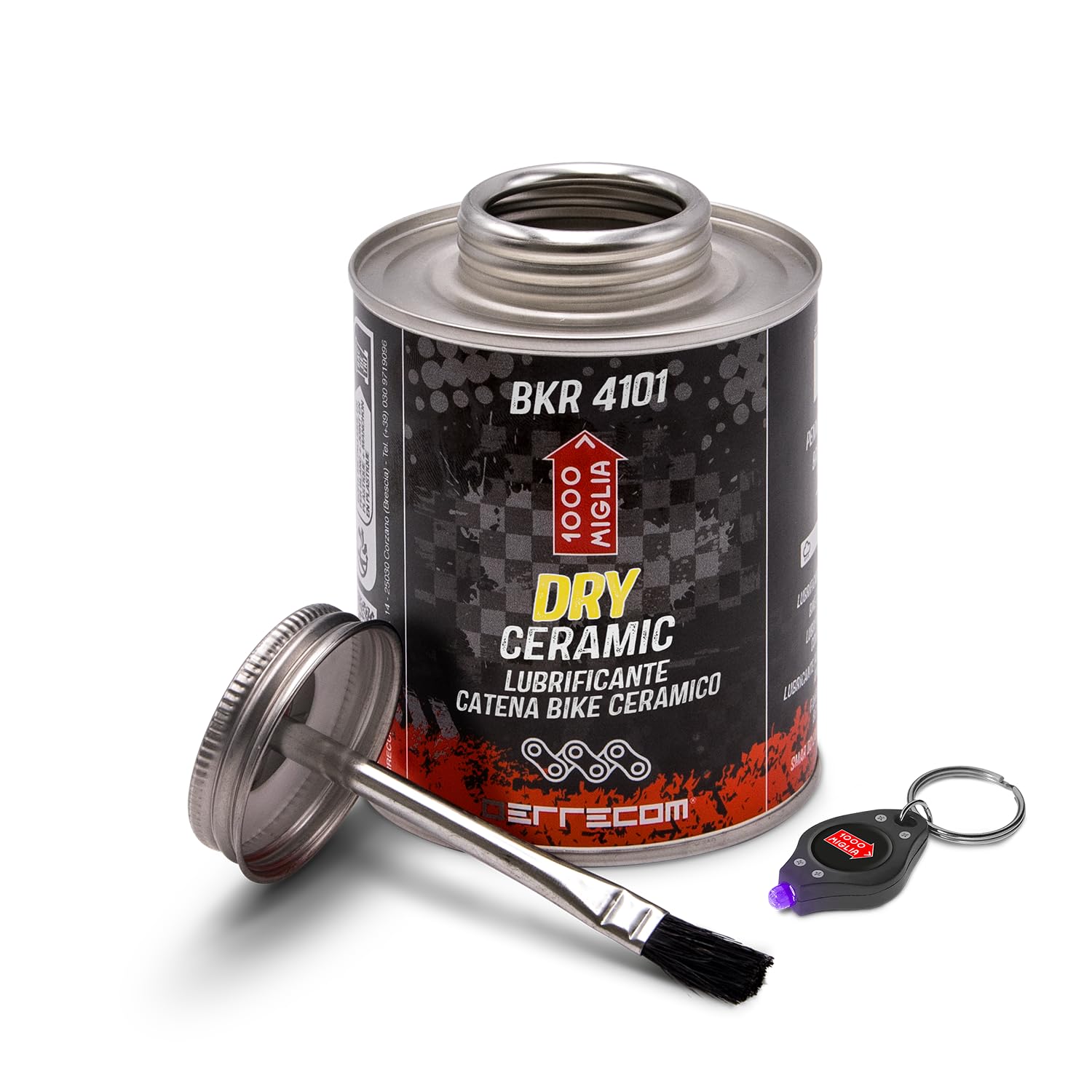 Errecom 1000 Miglia BKR 4101 CERAMIC DRY Lube Bike Chain for Dry and Dusty Weather Conditions - 400 ml, fluorescent and scented formula, All-In-One Can, Brush included