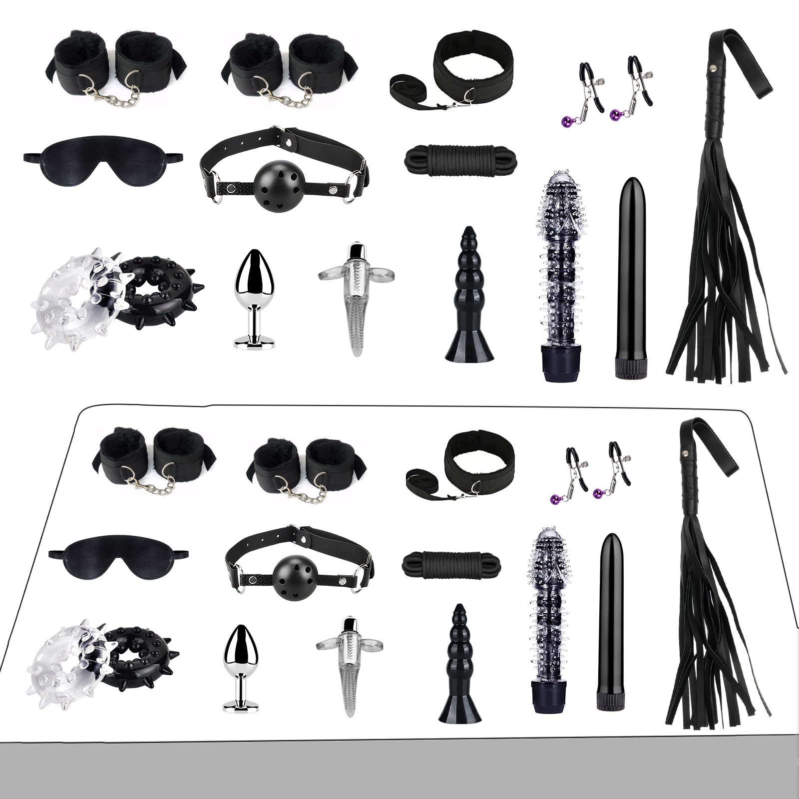 Ninonly Kit de Jeu de Rôle Adulte 15 Pièces – Accessoires Premium pour Couples Noir