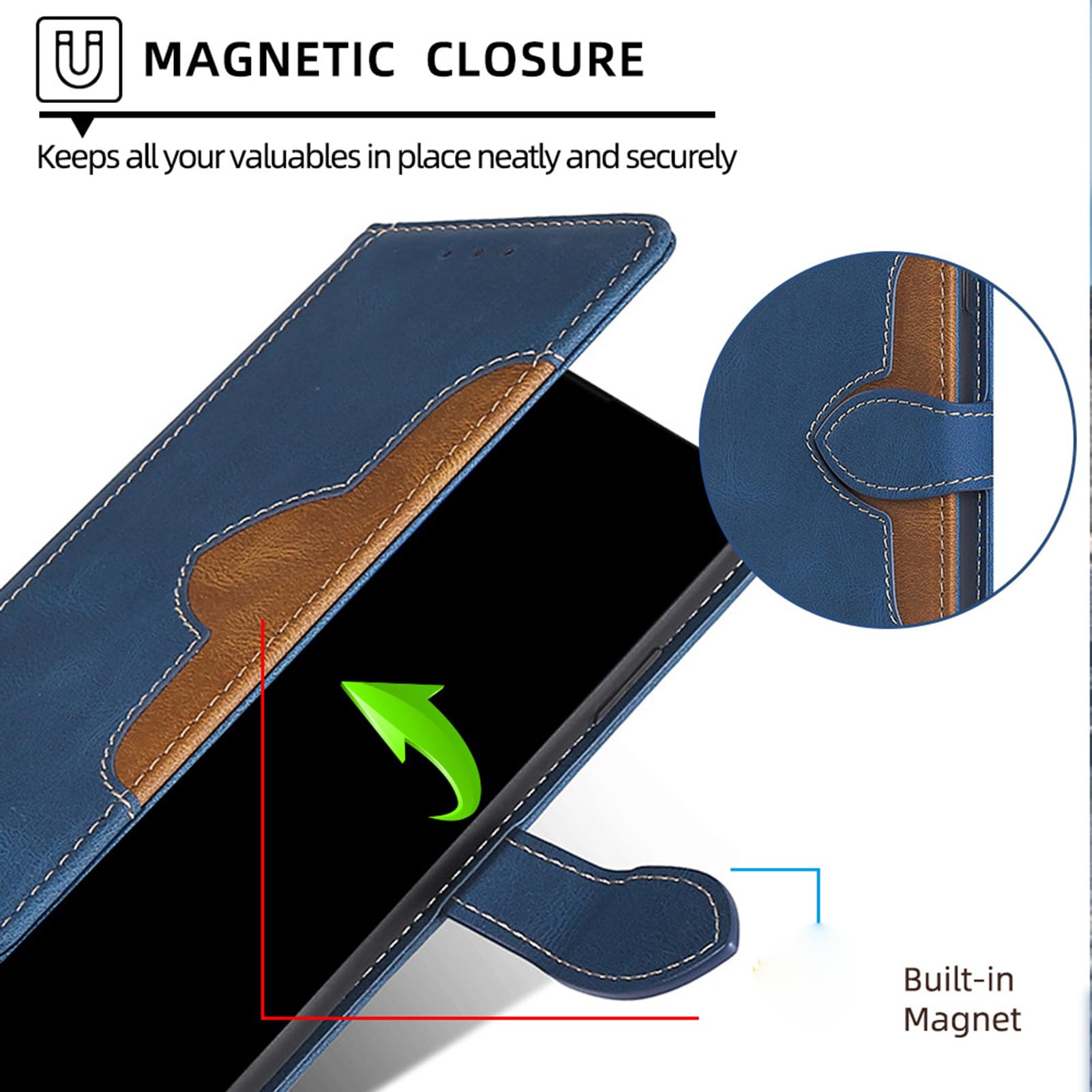 Skórzane etui do Huawei Pura 90 Pro Max/90 Pro, etui z klapką z zapięciem magnetycznym, przegródką na karty i stojakiem, etui na telefon komórkowy z kolorowym blokowaniem, brązowe, 90 Pro