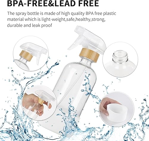 Miniatura 5 de HOMBYS Botellas vacías de vidrio de bambú con protección de funda de silicona, recipientes de vidrio transparente recargables de 17 onzas para