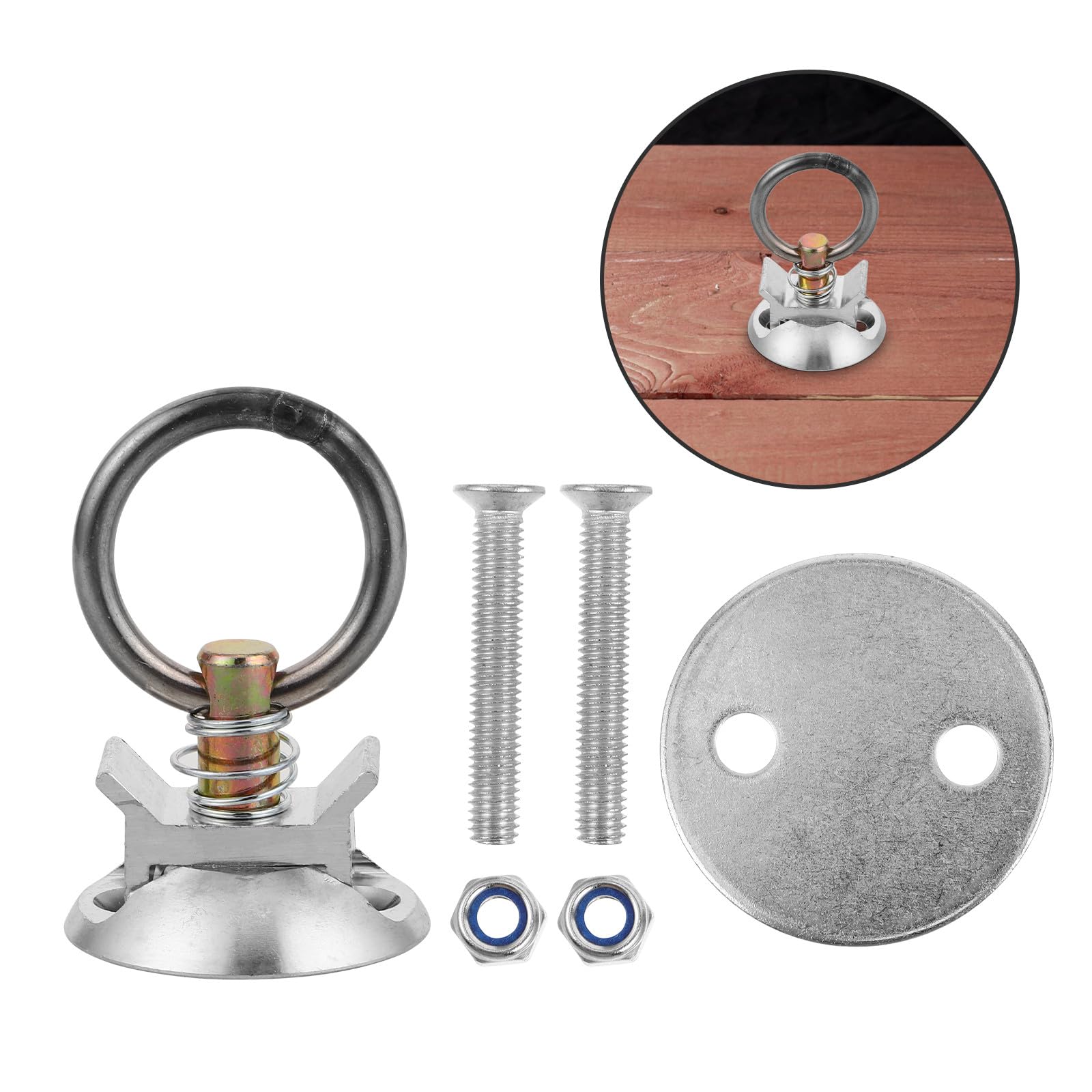 Kit de Anclaje Redondo de Liberación Rápida para Transporte de Carga, 4 Piezas en Aluminio y Acero Inoxidable, Perno de Anclaje Seguro para Vehículos y Remolques