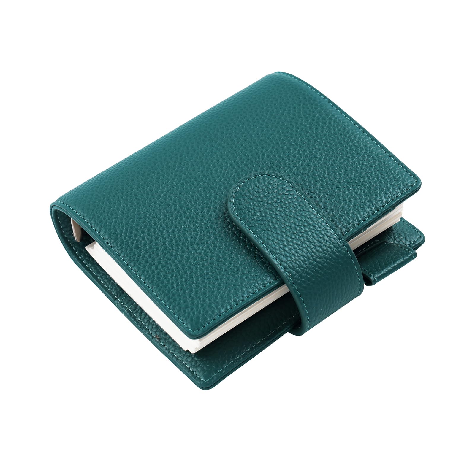 Moterm Elite Pocket Rings Planner - Genuine Leather Folder A7 Organizer without large back pocket (Kiesel-Deep Teal, 25mm ring) — image 1