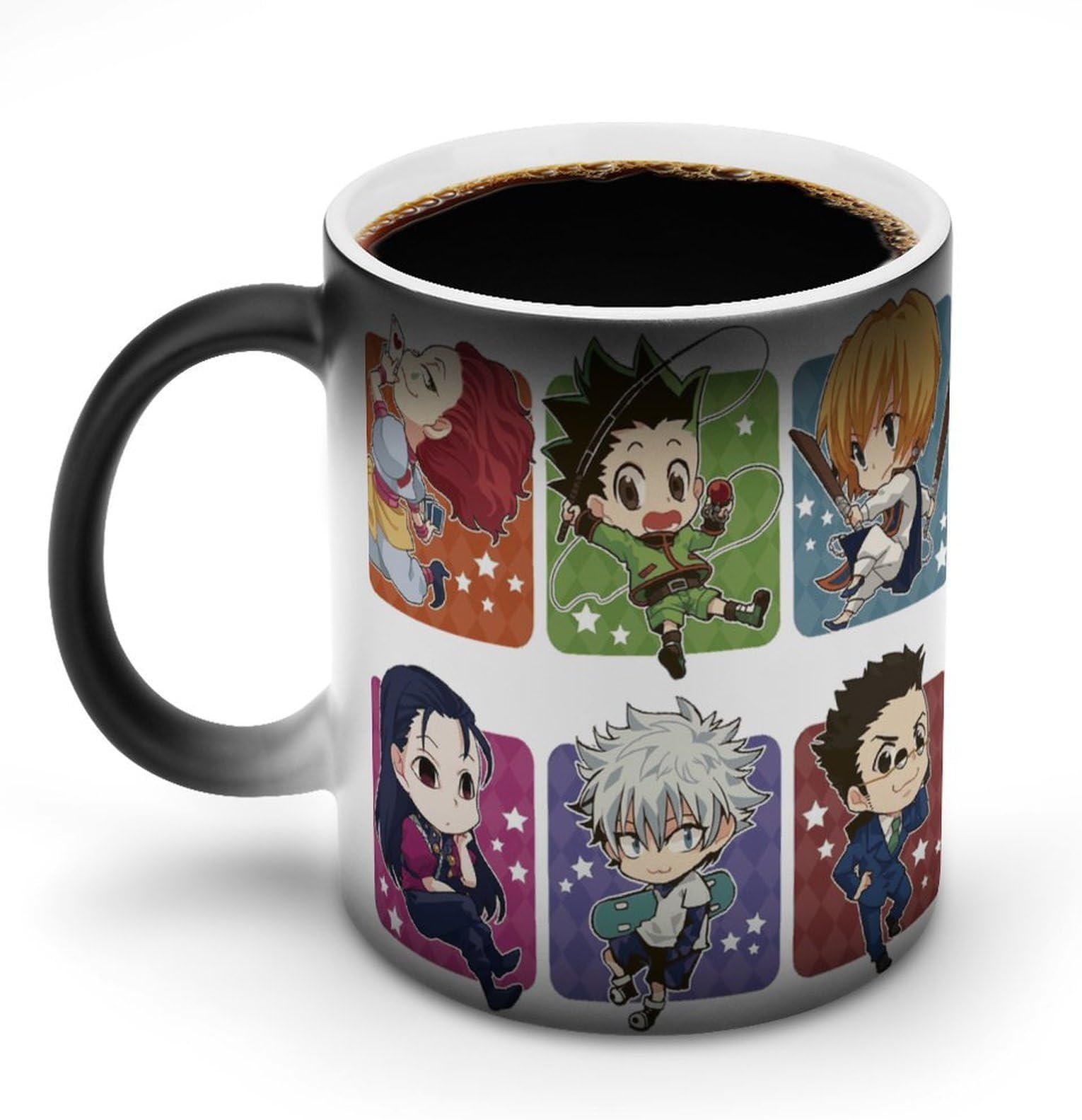 HUNTER×HUNTER マグカップ 単色 変色タイプ 頑丈で高耐久 アニメ風デザイン 耐熱 耐冷仕様 ミニマルスタイル ご家庭 オフィス ホーム One Size
