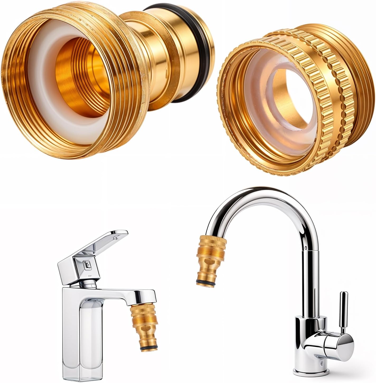 4x Wasserhahn Adapter Set - Universal Für 22/24mm Mischbatterie & Gartenschlauch