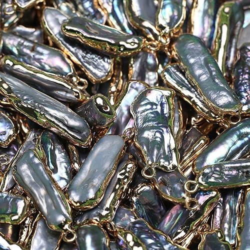 Miniatura 5 de 5 colgantes de perlas naturales verde púrpura Biwa perlas sueltas abalorios para hacer joyas, collares, pulseras DIY