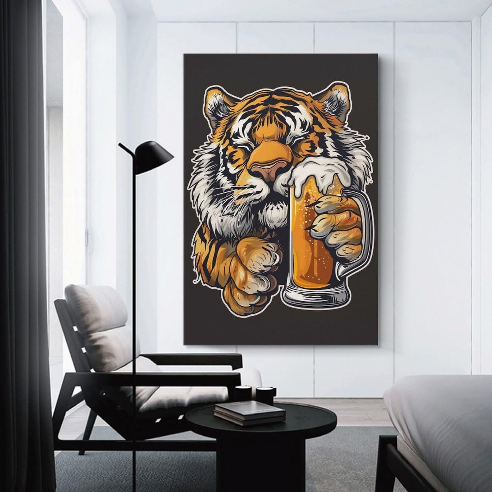 Junmoney Tiger Beer Wall Picture Print 20x30inch(50x75cm), for Lounge Decor, Offices Or Entryway Styling, A Flexible Wall Accent for Shared Spaces